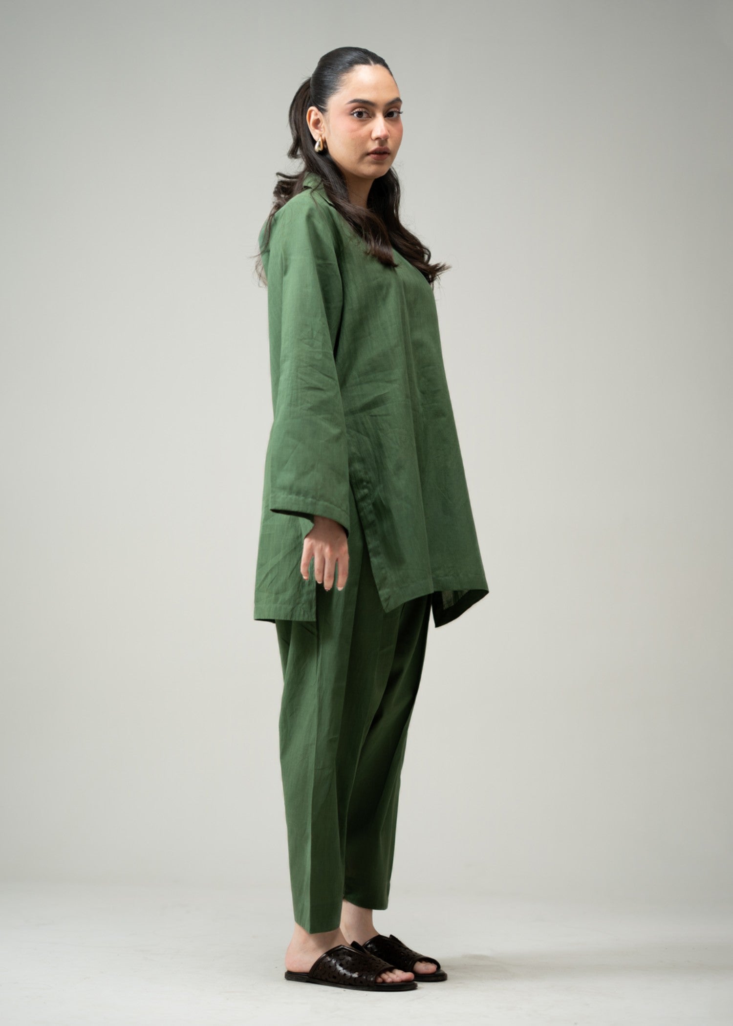 pure cotton Co Ord Sets in Bottle green