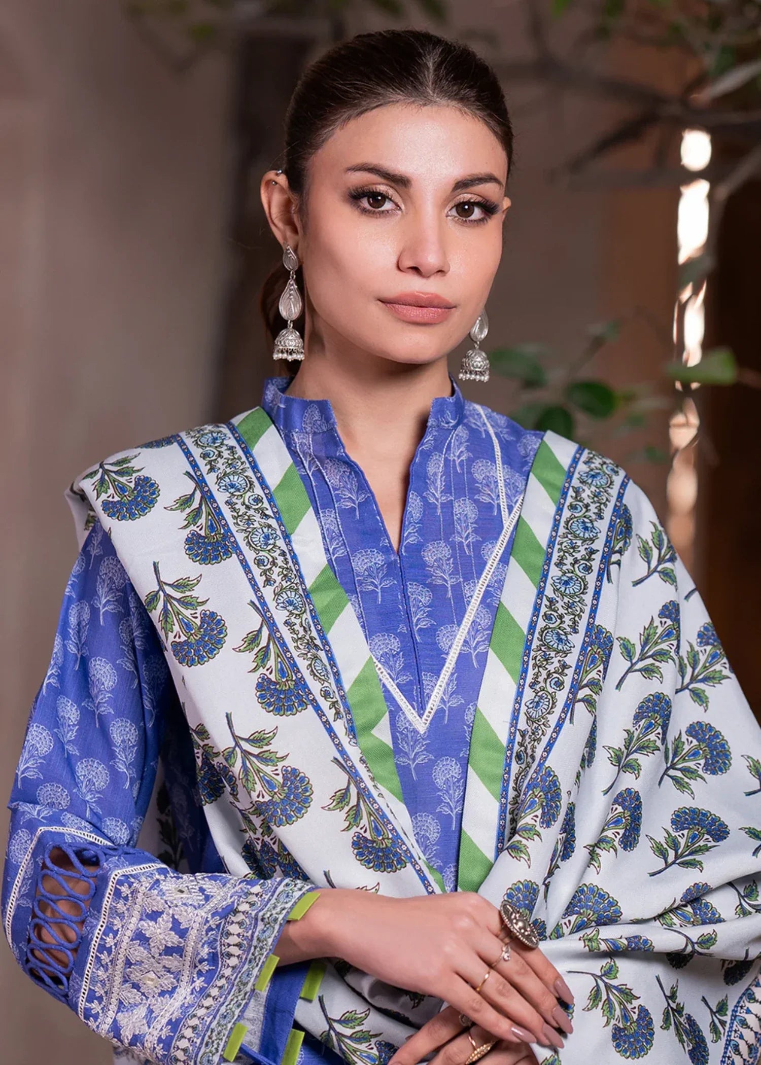 khaddar Unstitched in Blue