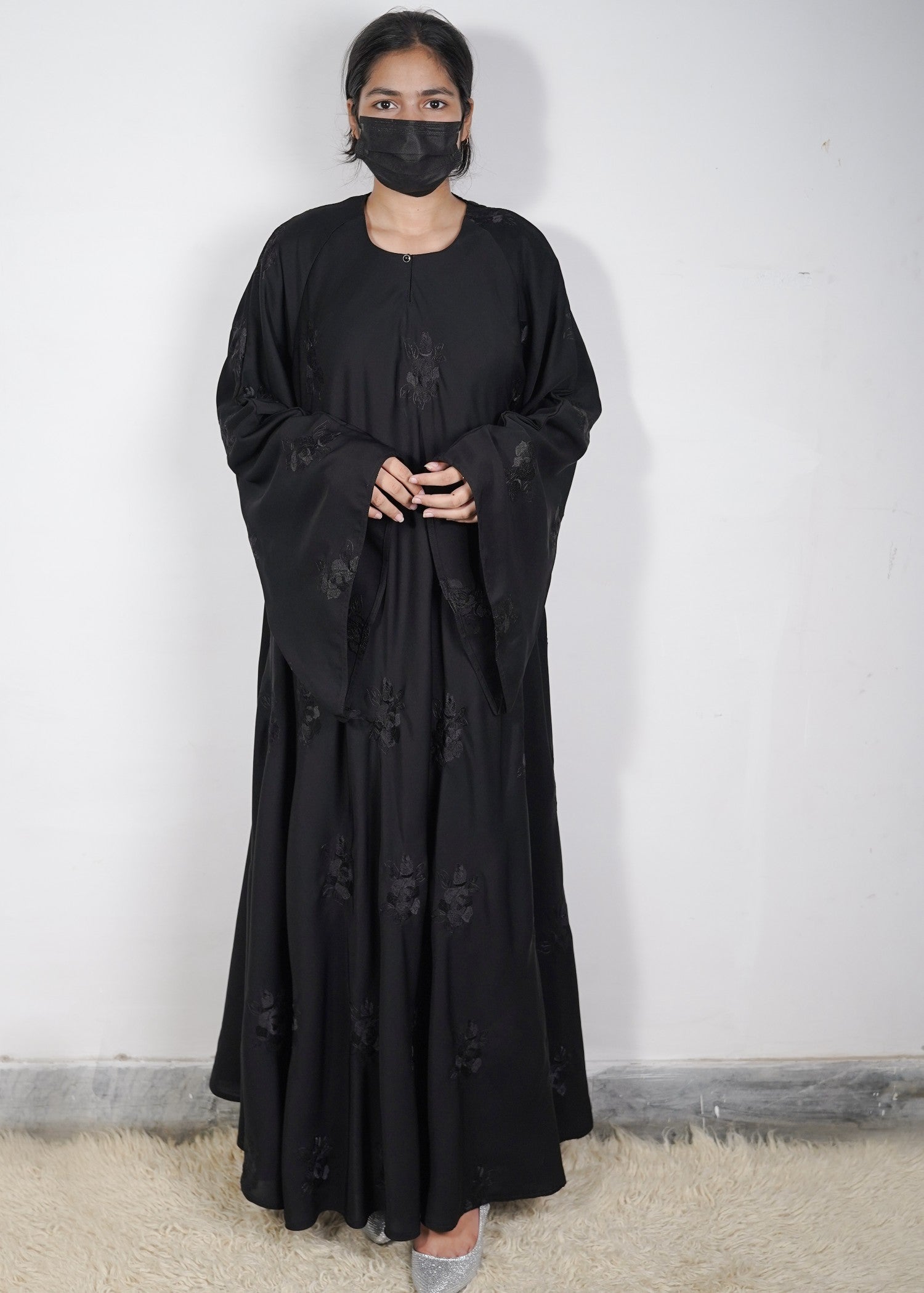 georgette silk Abaya in Black