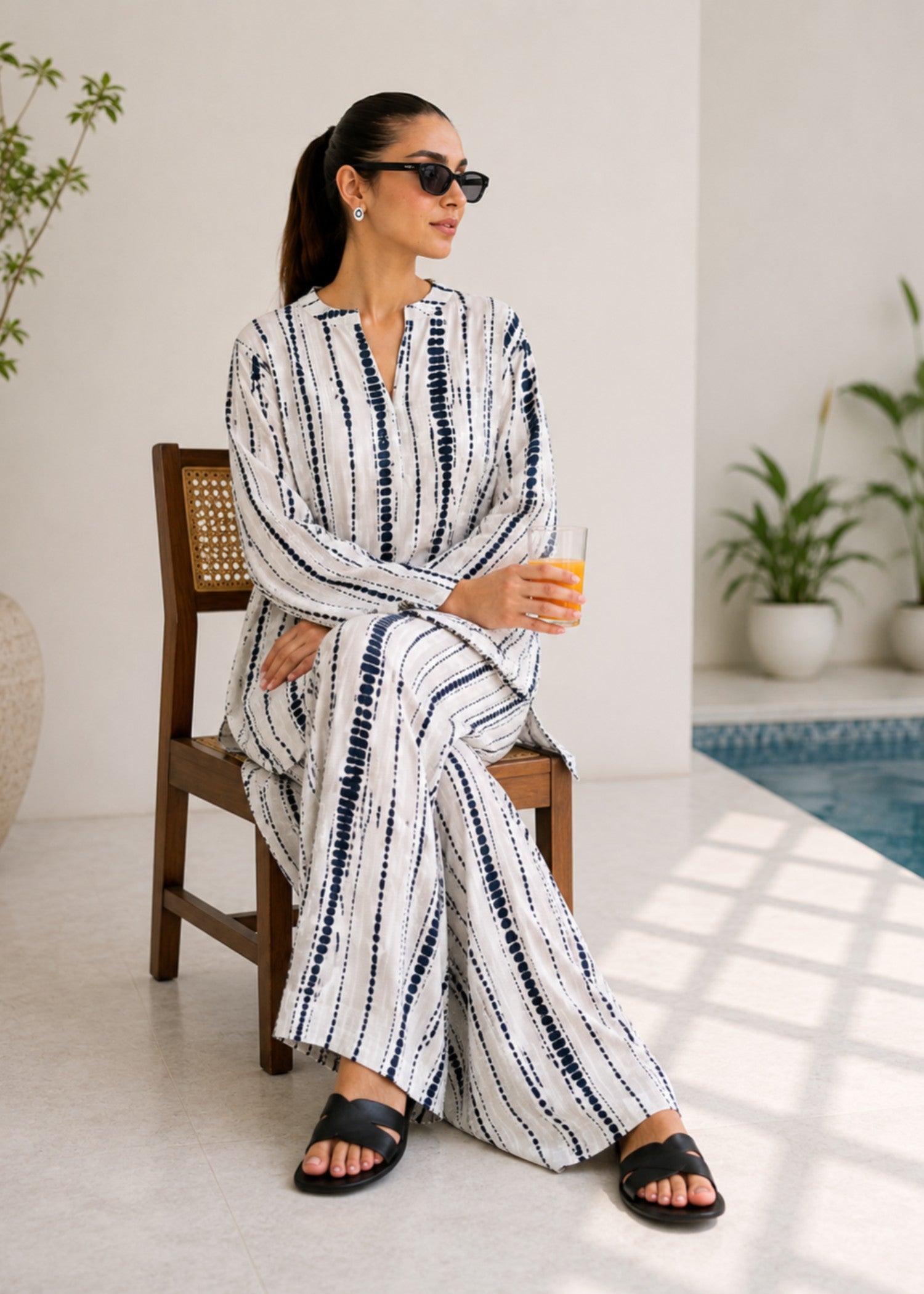 poly lawn Co Ord Sets in Chalk, midnight
