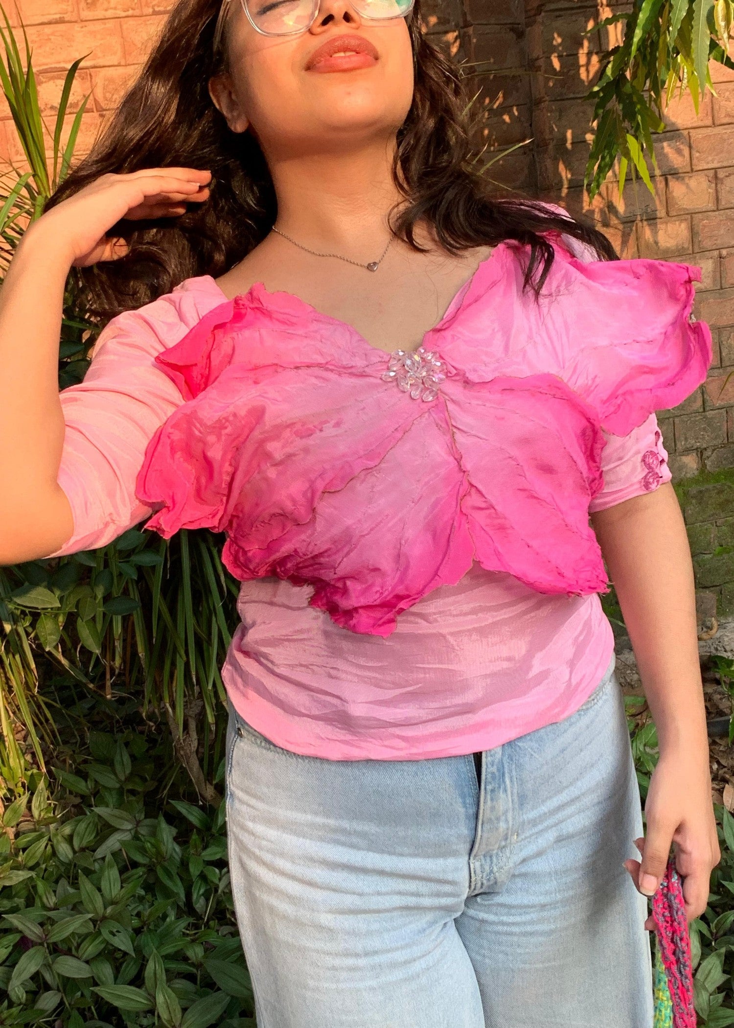 cotton silk Blouse in Pink