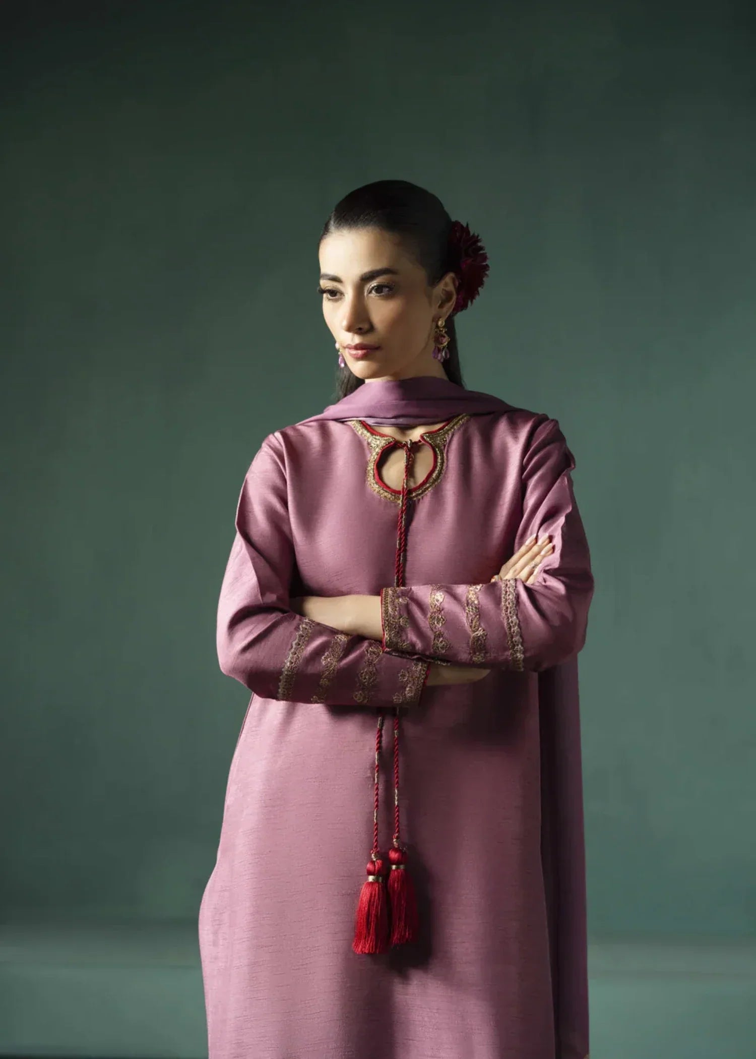 pk raw silk Kurta Set in Mauve pink