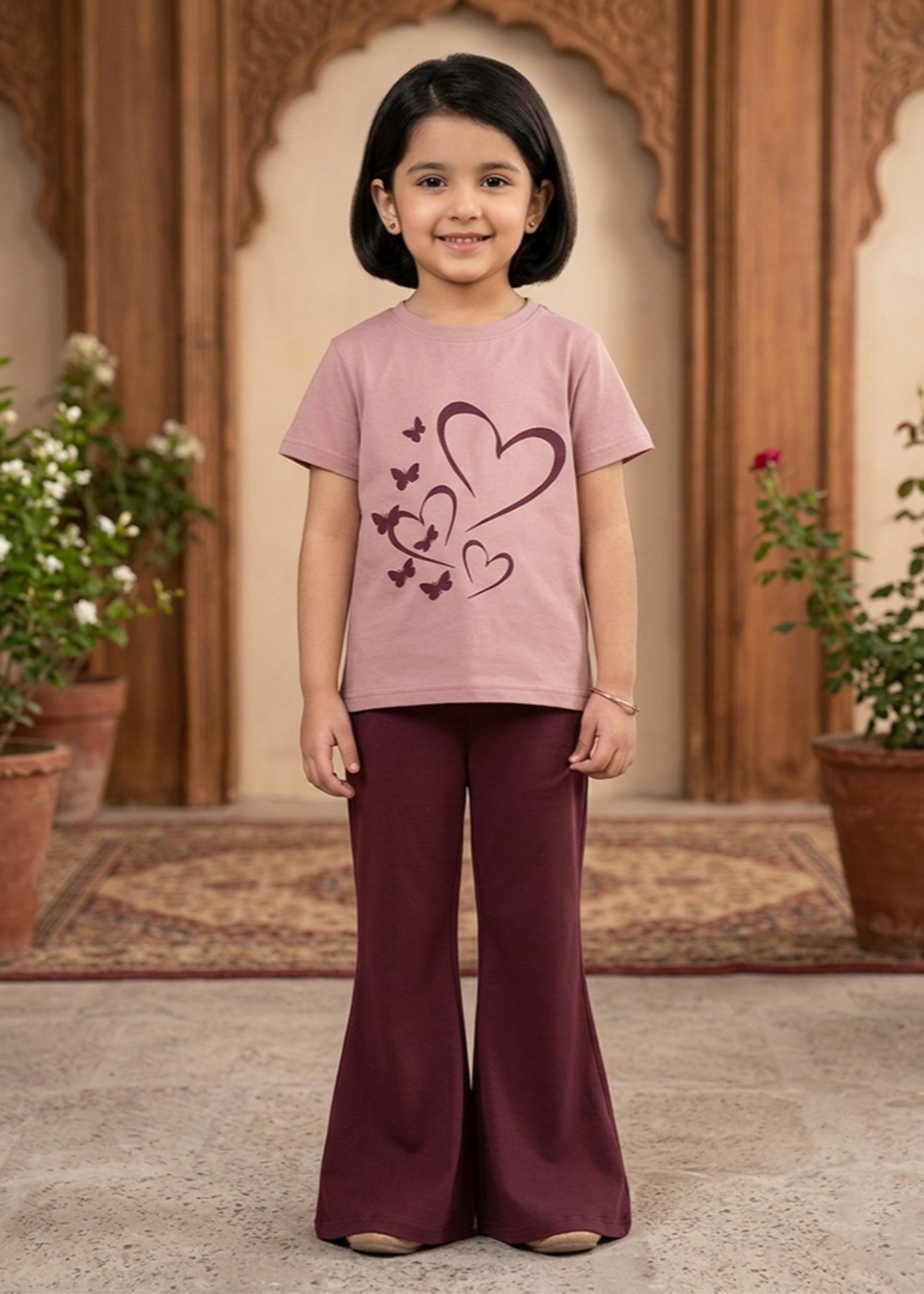 Co Ord Sets in Maroon, rose pink