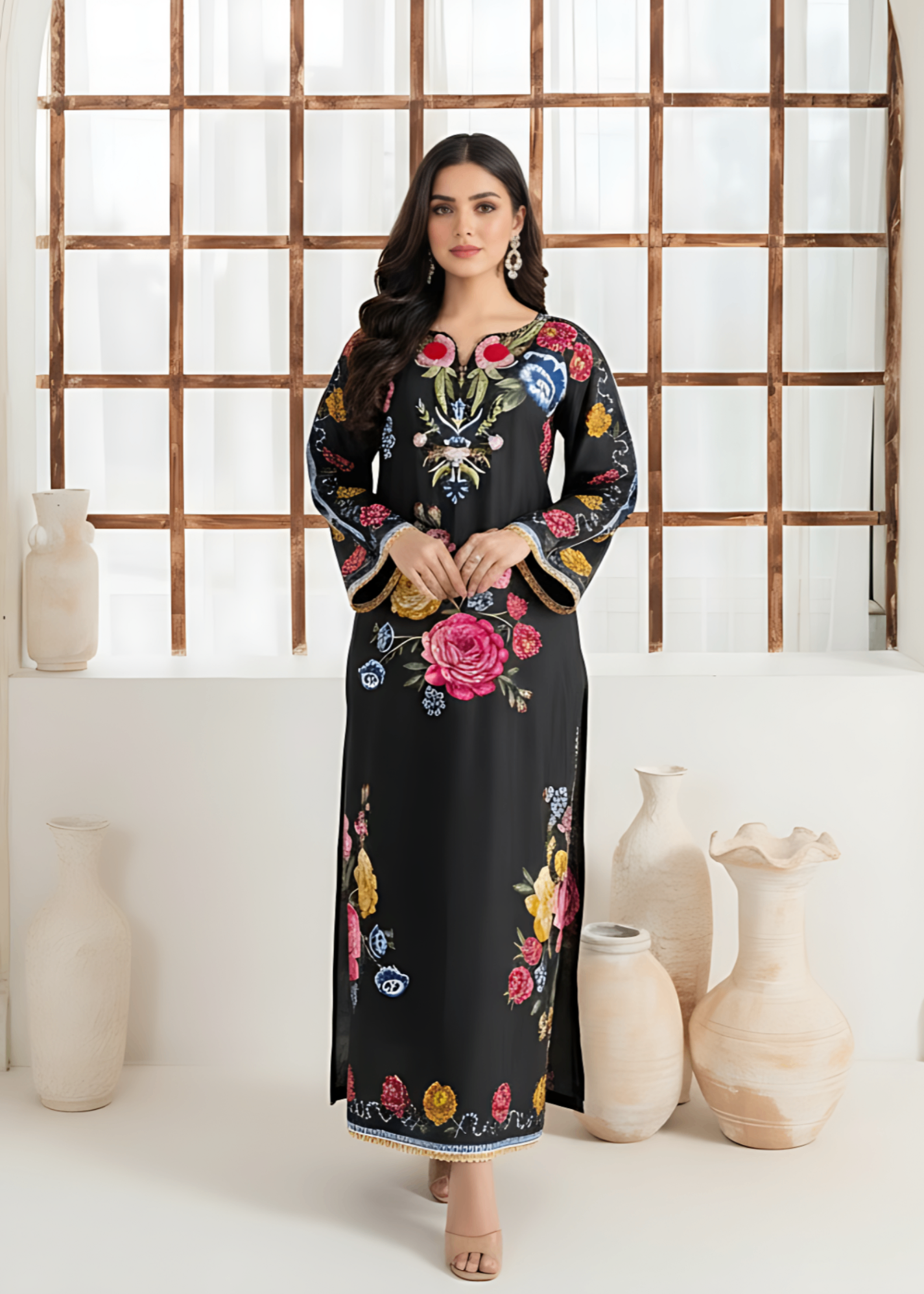 silk Kurti in Jet black