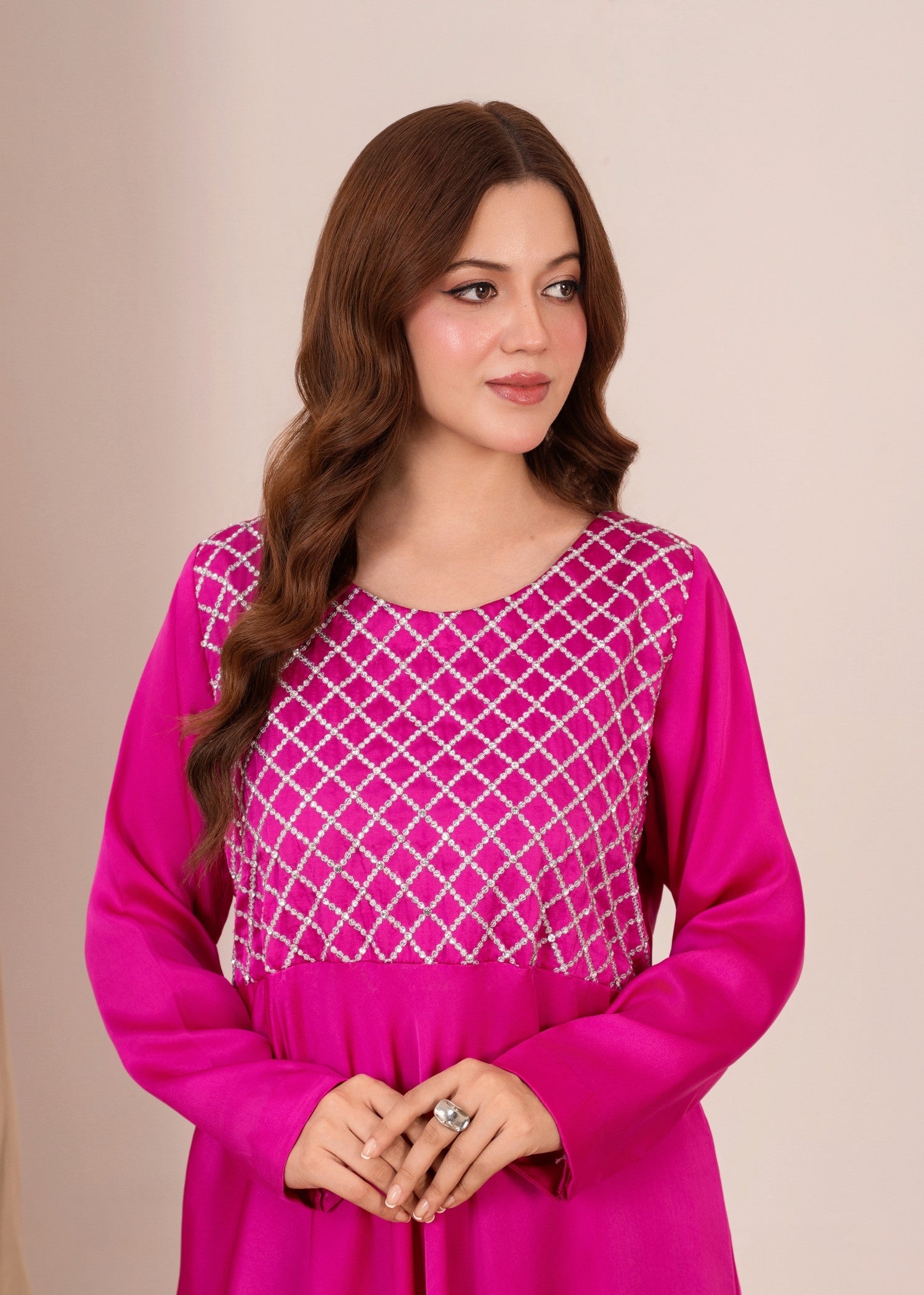 silk Maxi in Fuchsia pink