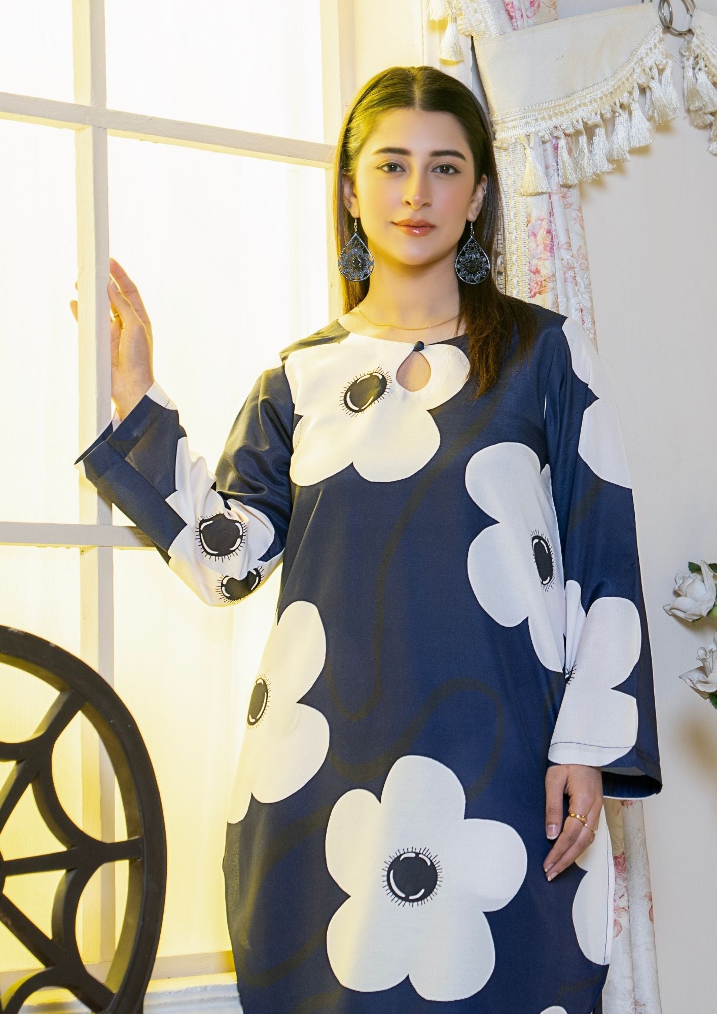 arabic lawn Co Ord Sets in Dark blue