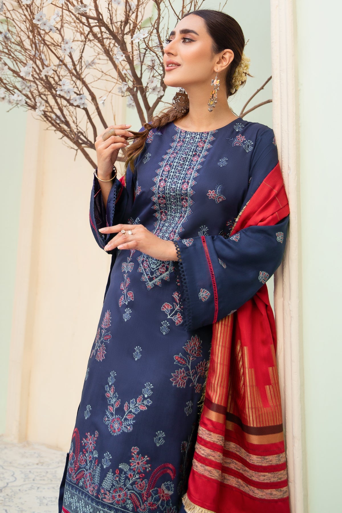 viscose Unstitched in Navy blue