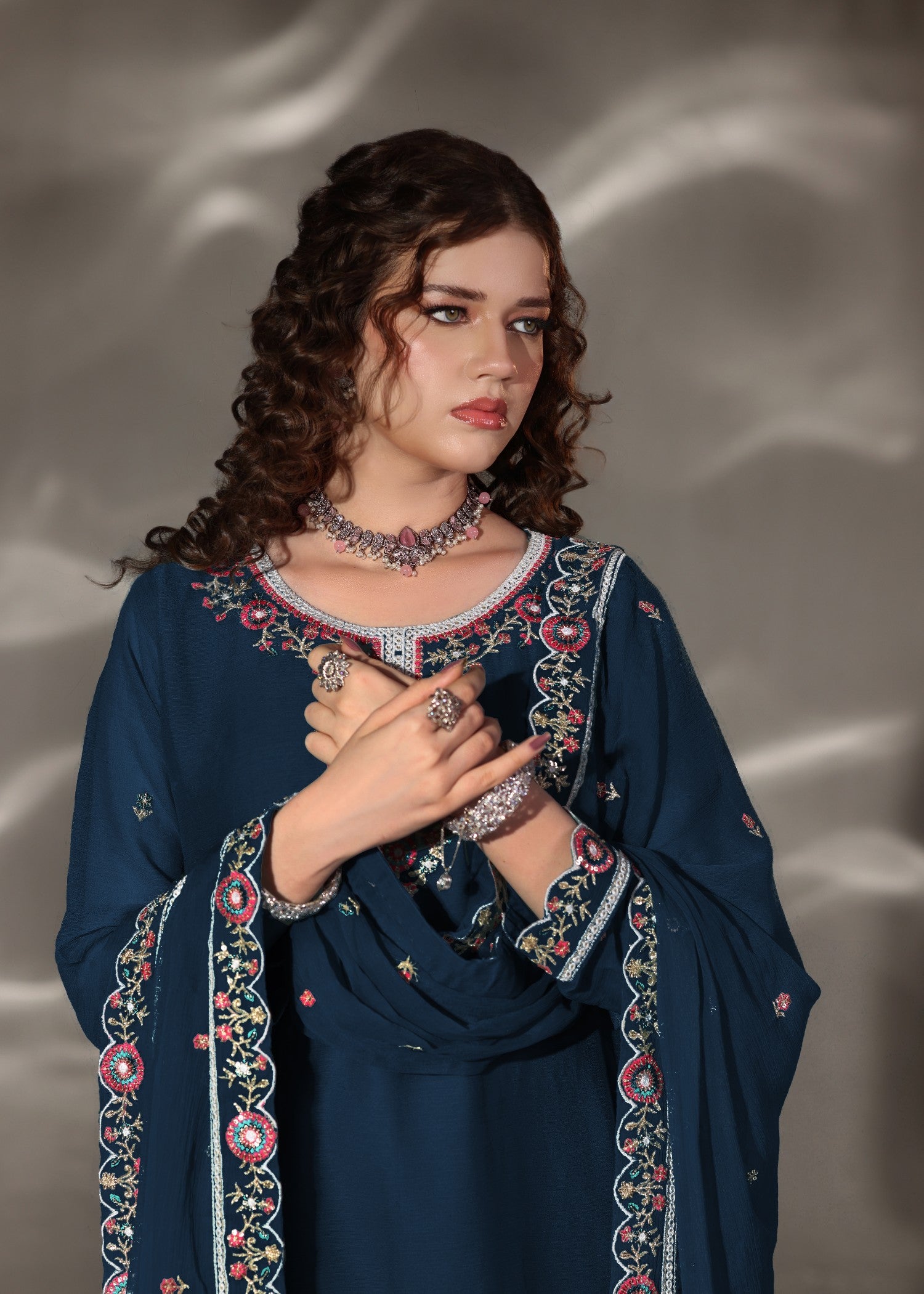 pk chiffon Sharara in Blue