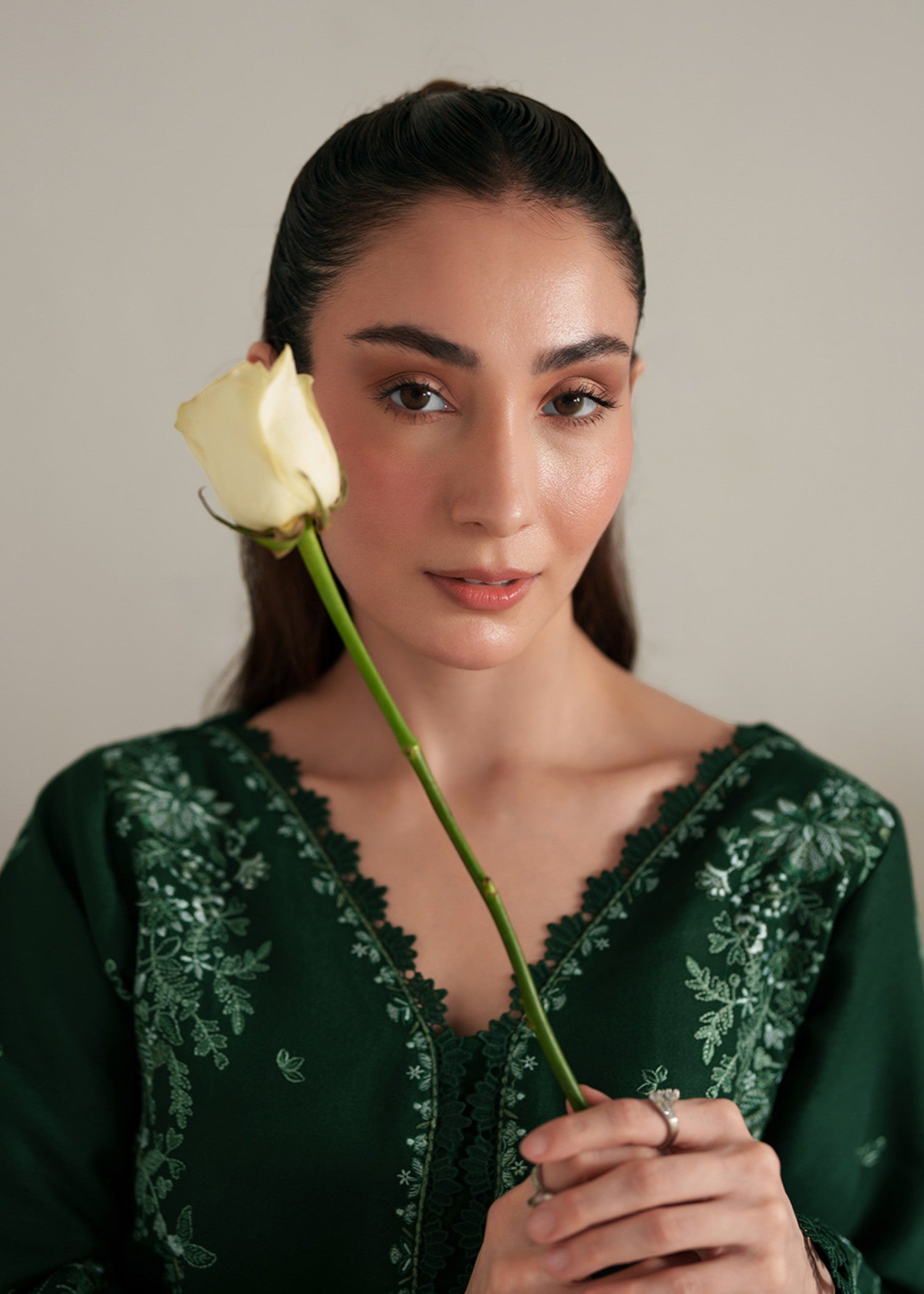 karandi Kurta Set in Dark green