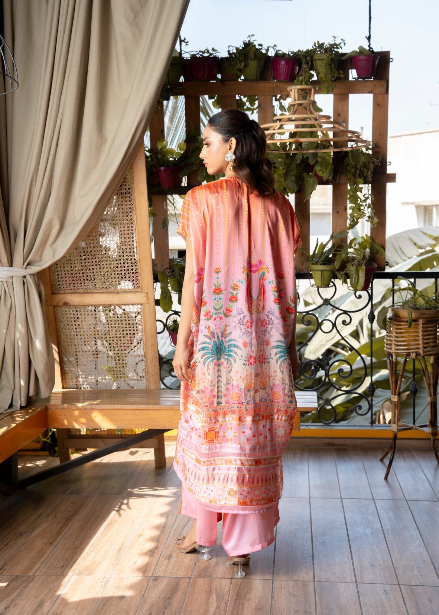 crepe georgette Kaftan in Multi