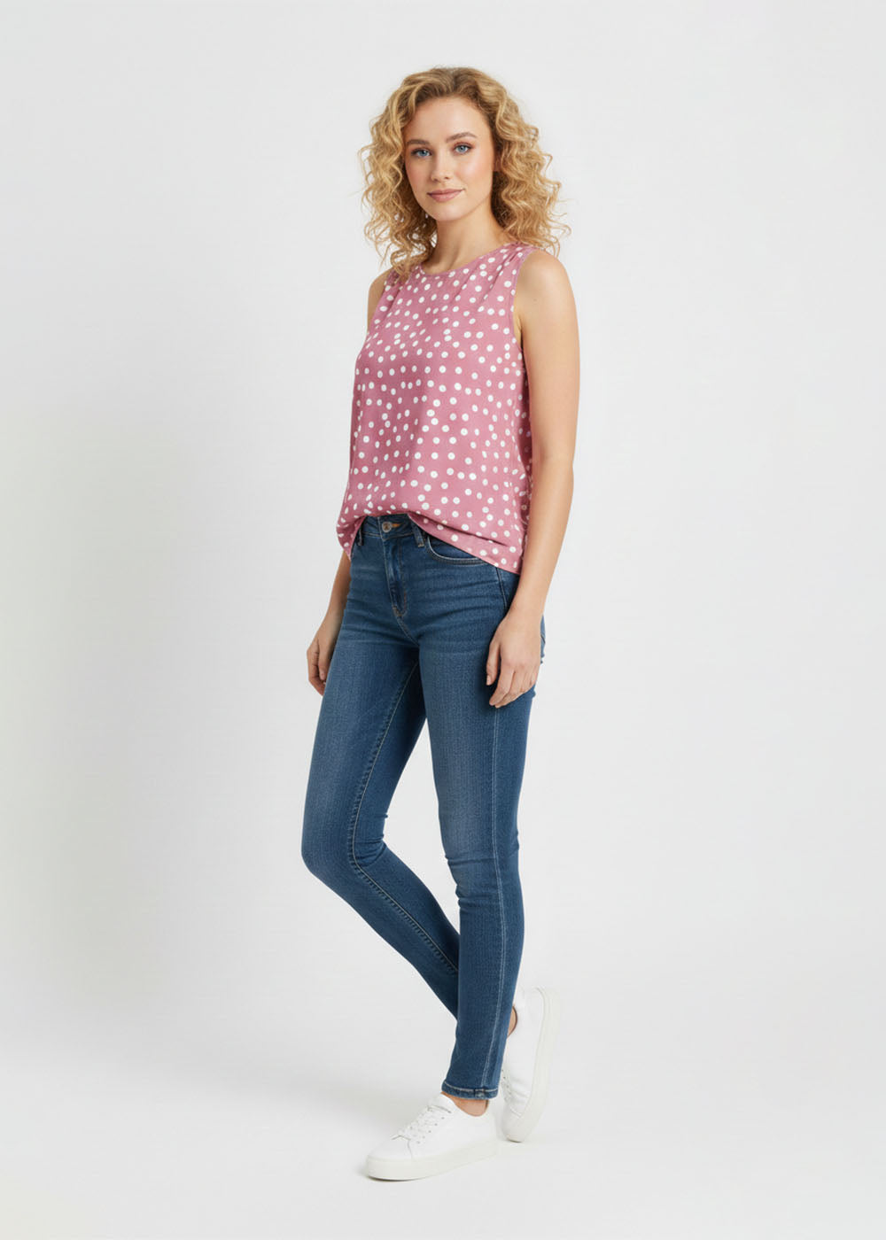 polyester Top in Tea rose pink