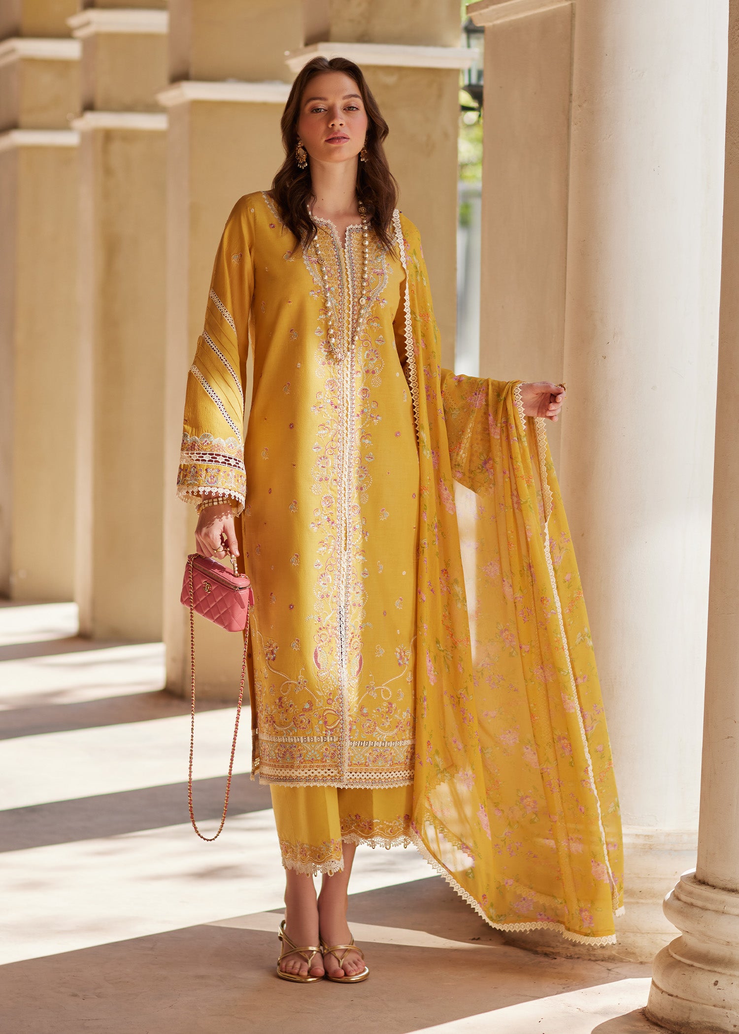 lawn Kurta Set in Marigold