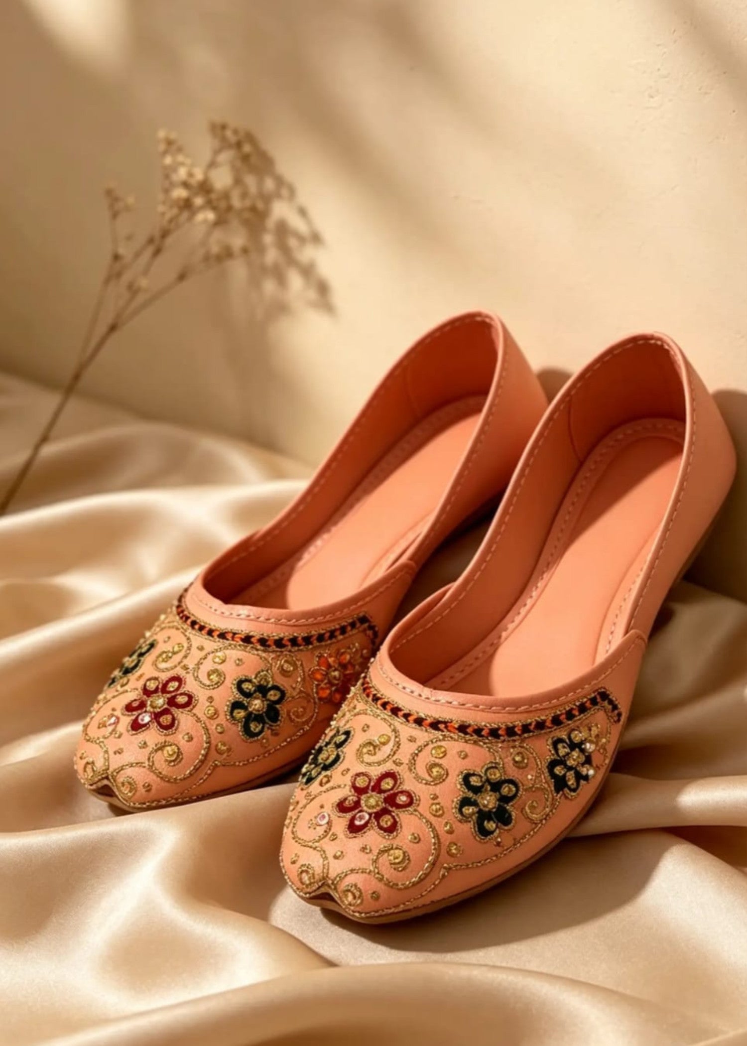 Khussa in Peach pink by - High Quality Women Khussa BCJ5100