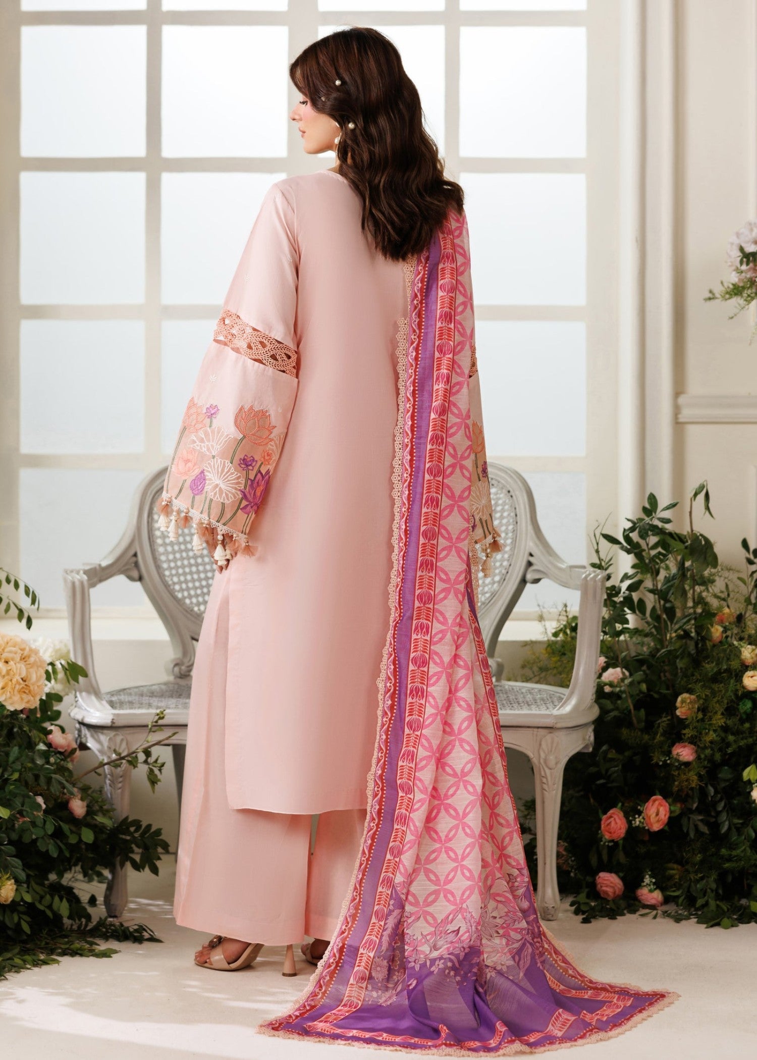 lawn Unstitched in Cherry blossom pink