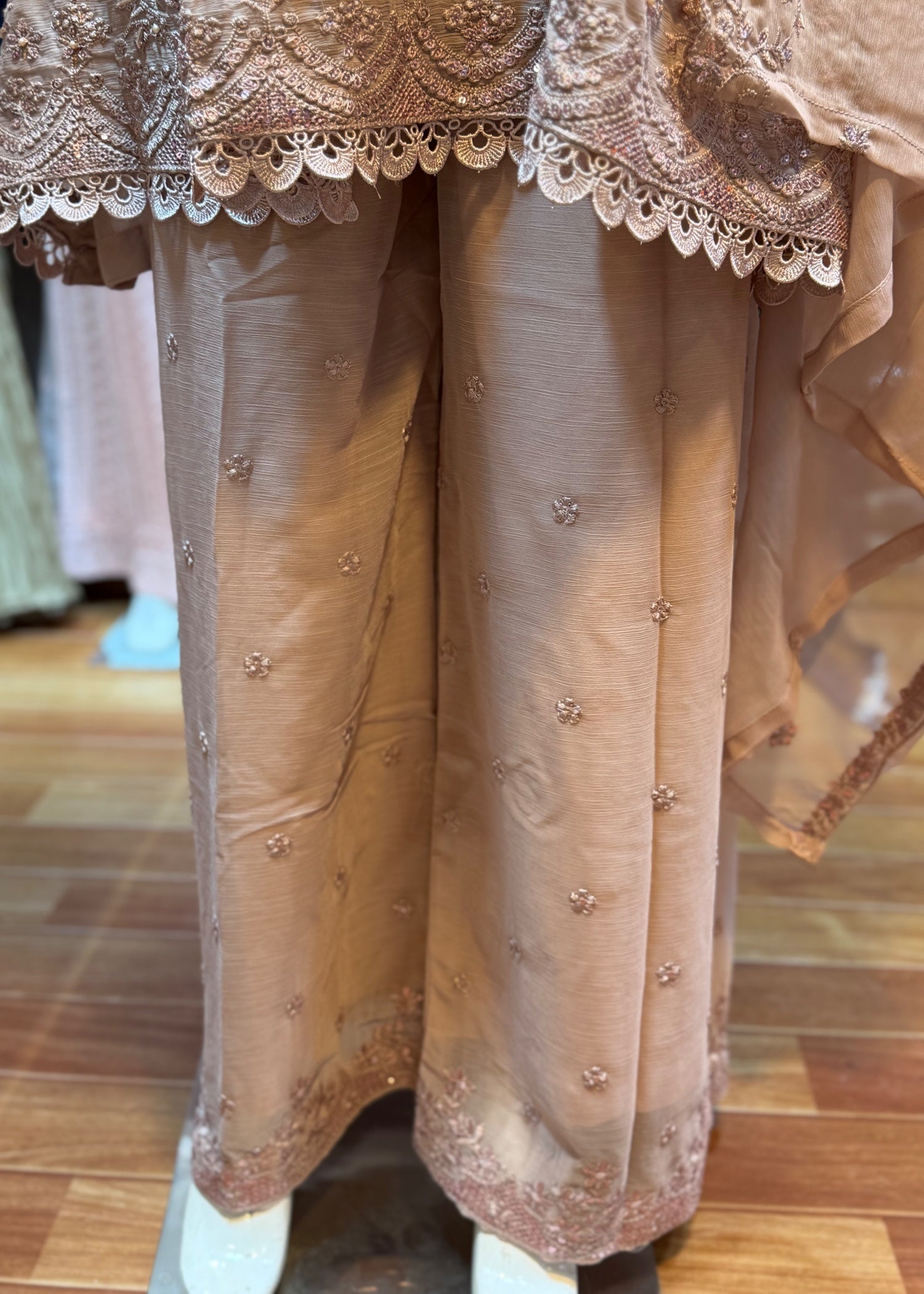 chiffon Short Frock in Pastel pink