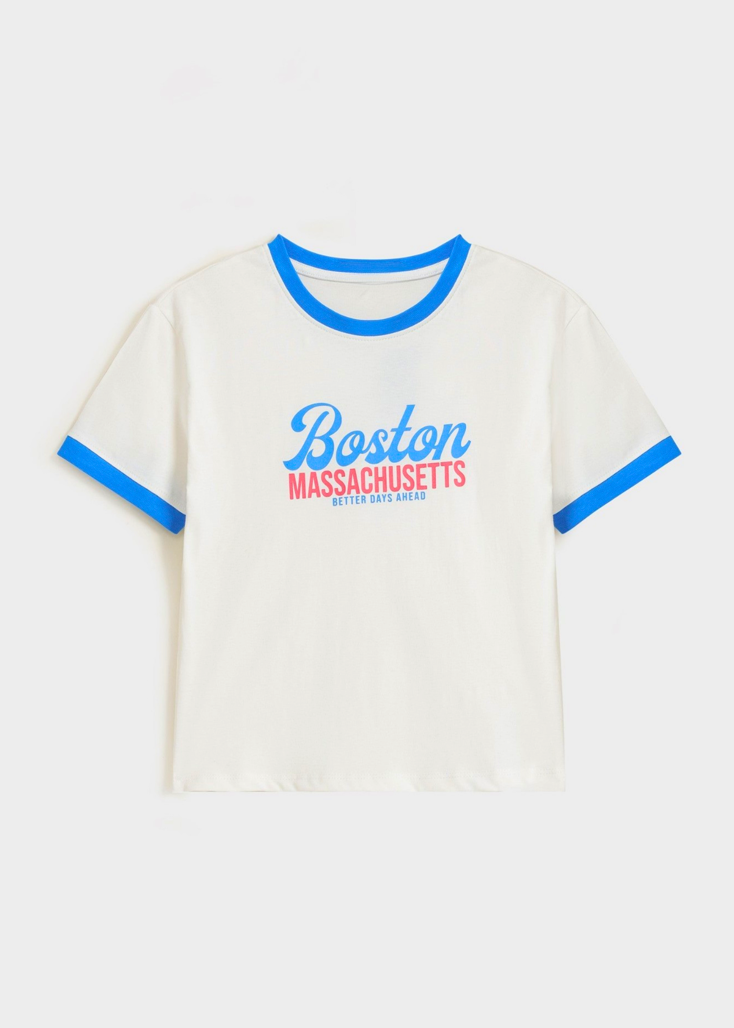 cotton T Shirt in Blue, white