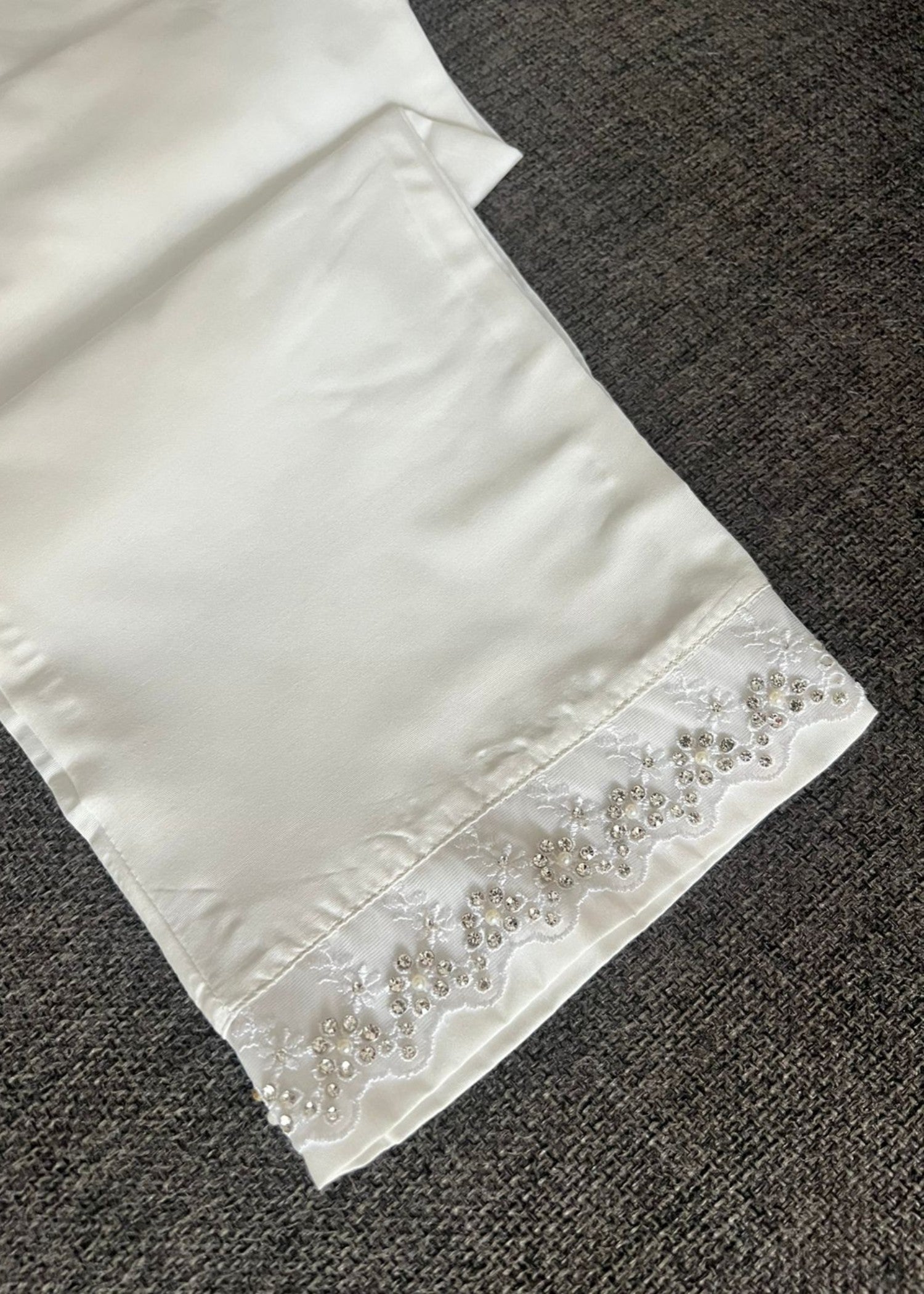 cotton silk Trousers in Eggshell