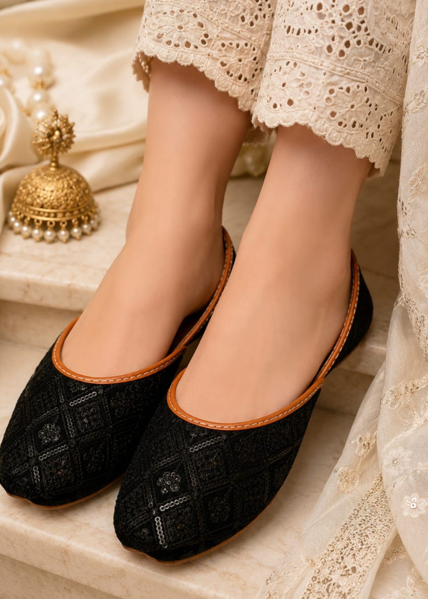 Khussa in Black by - High Quality Women Khussa ZPR5219