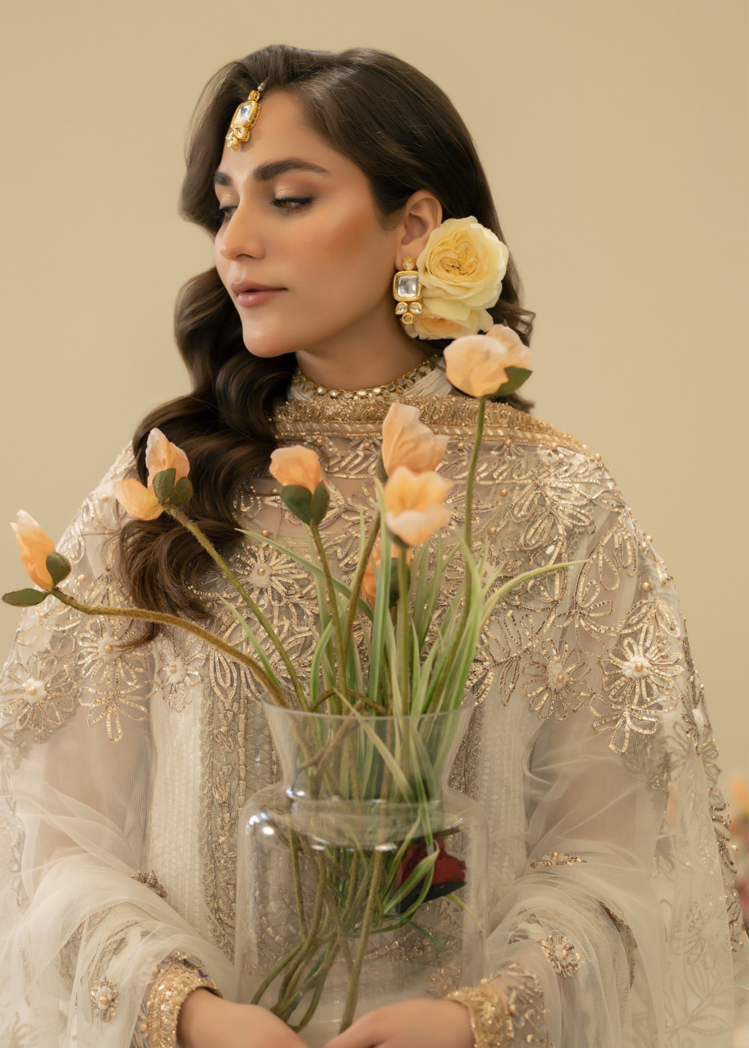 banarsi silk Sharara in White