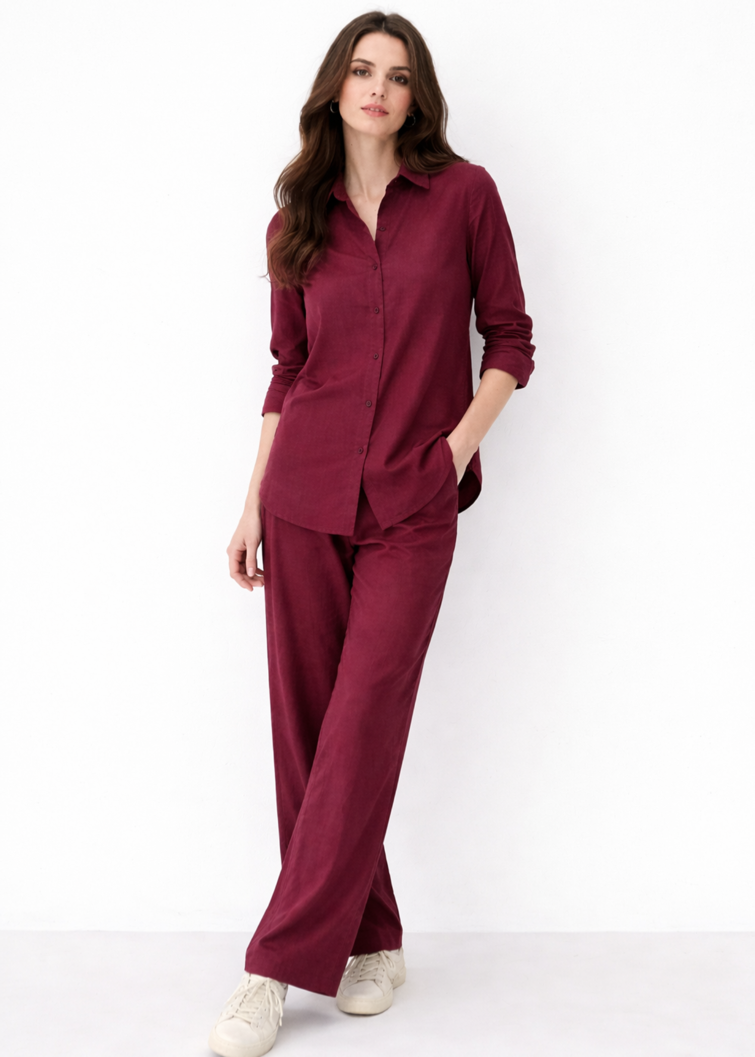 cambric cotton Co Ord Sets in Burgundy
