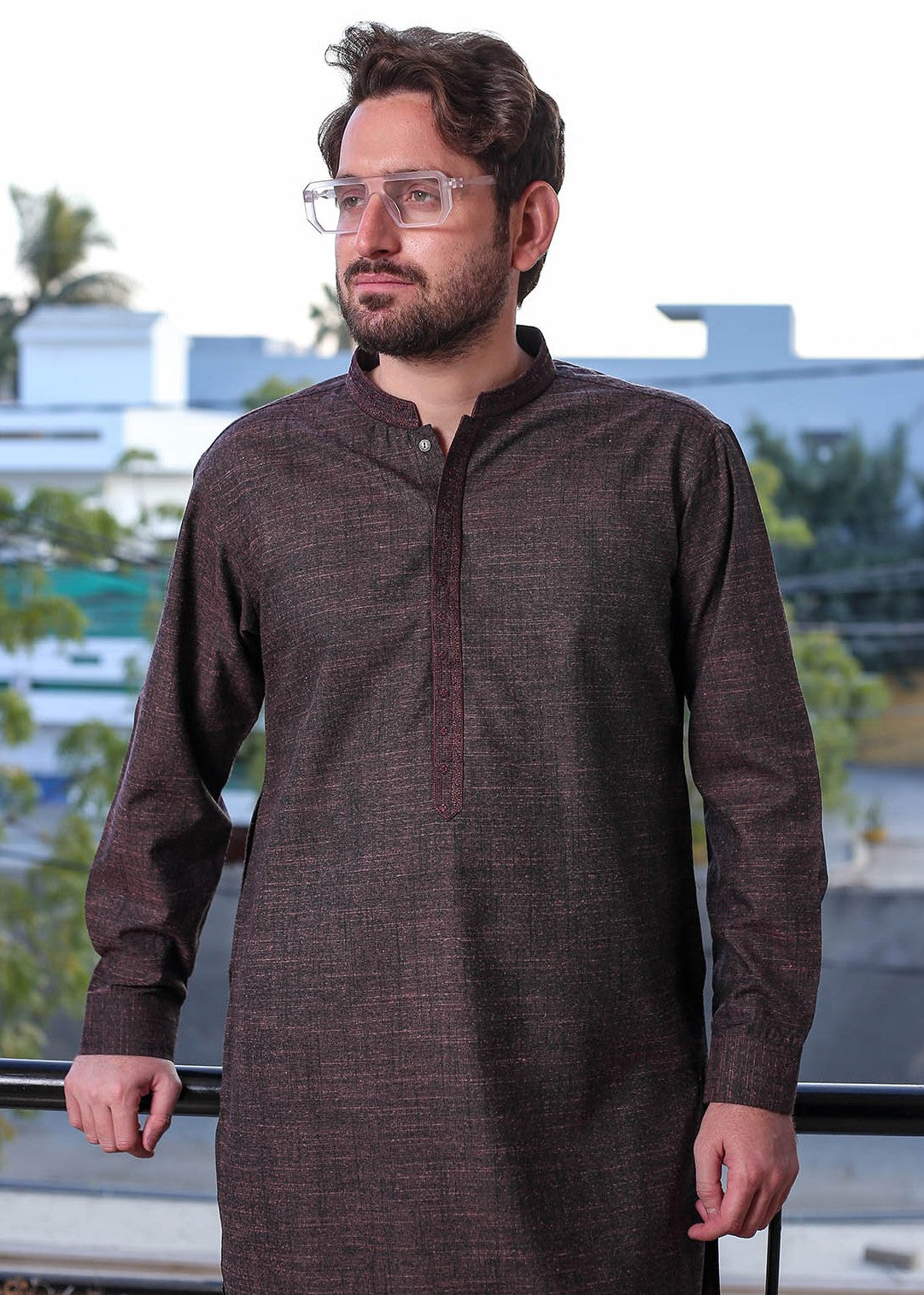 wool viscose Shalwar Kameez in Maroon