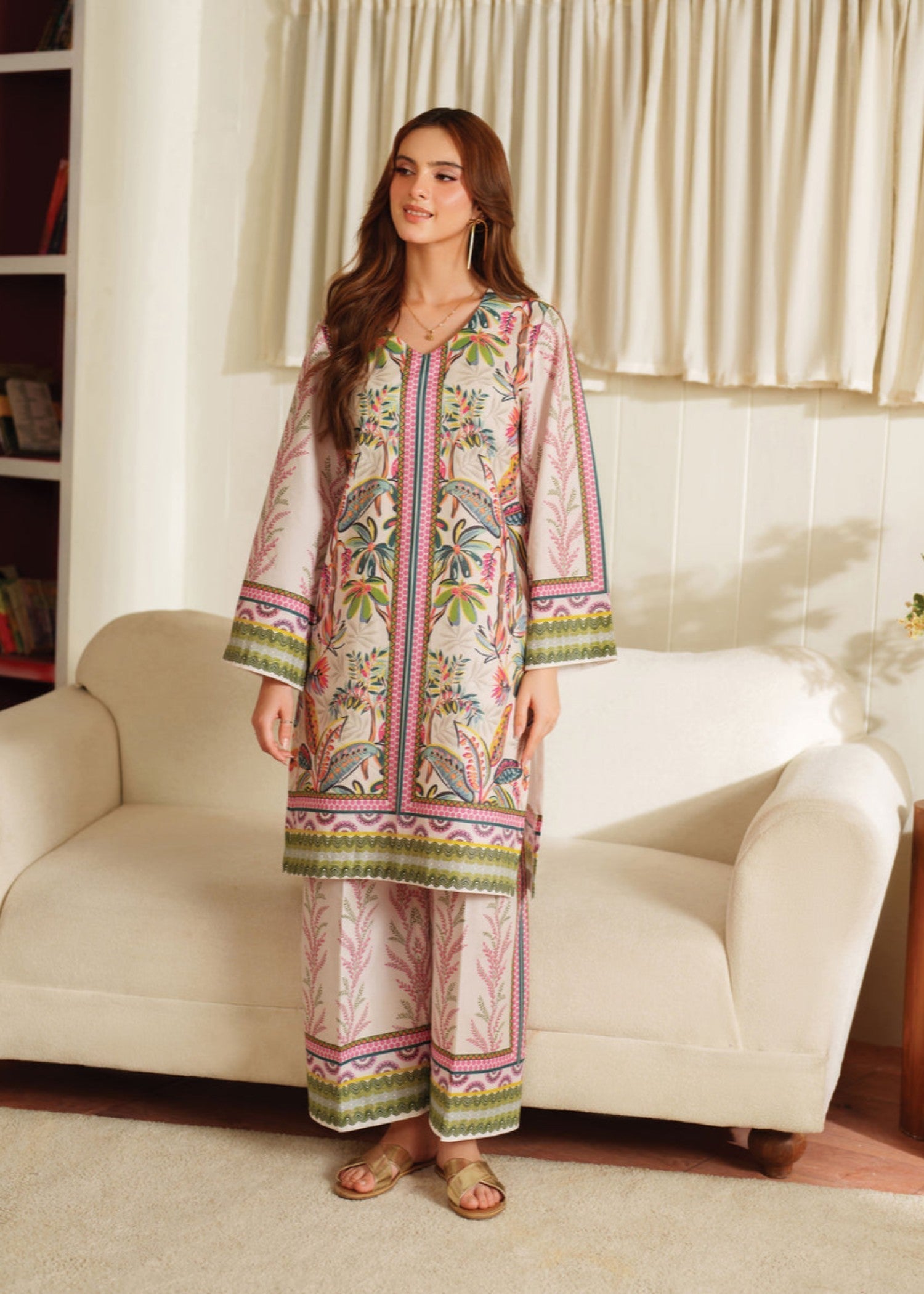 poly lawn Co Ord Sets in Pink
