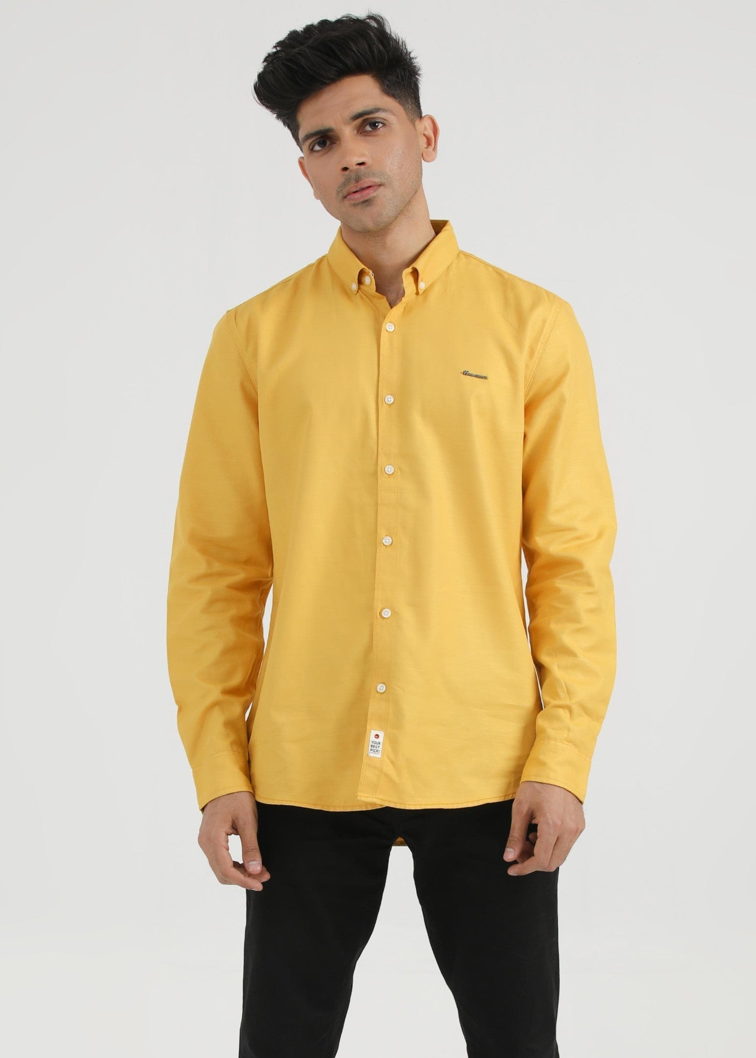 cotton linen Casual Shirt in Mustard