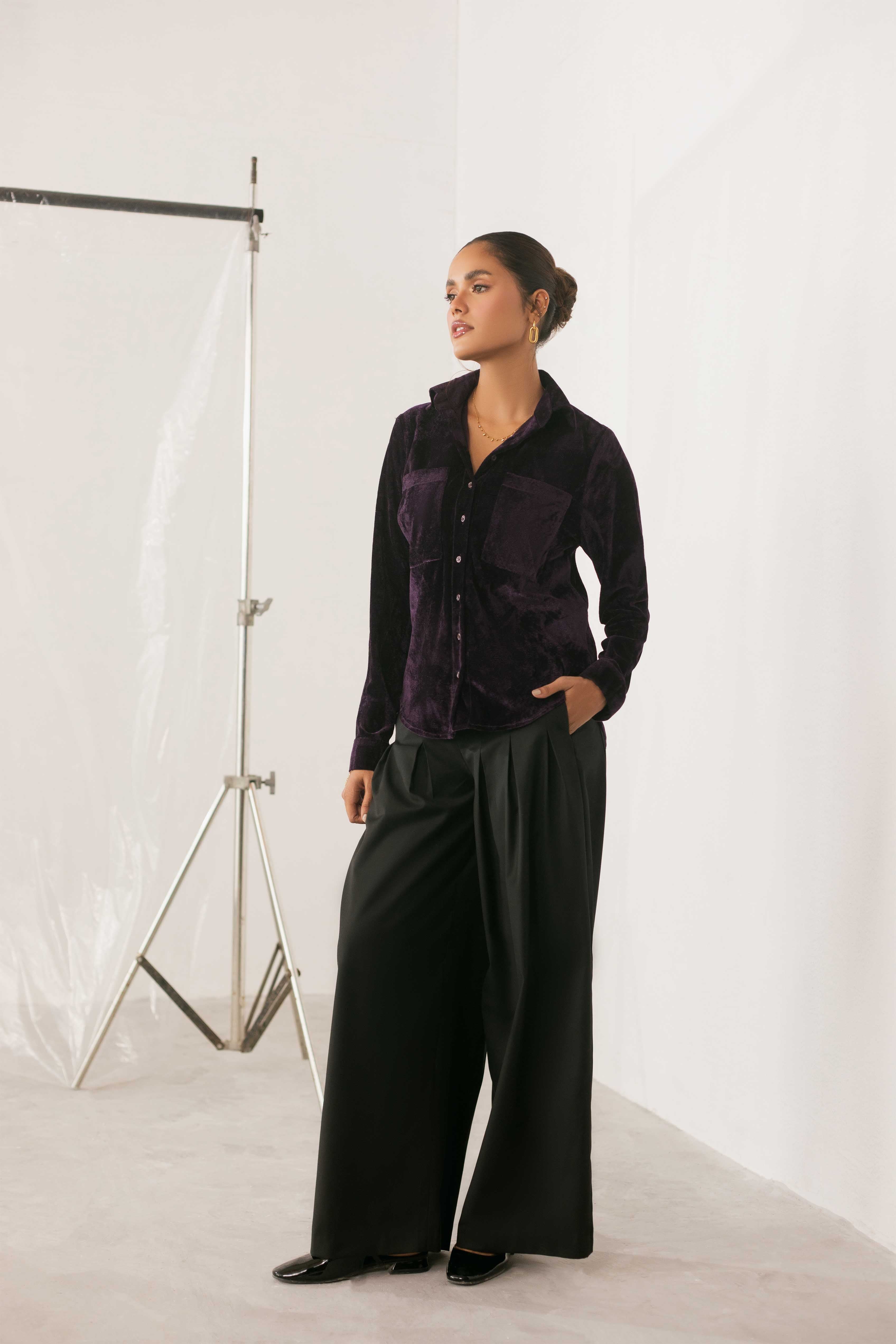 satin polyester Top in Purple