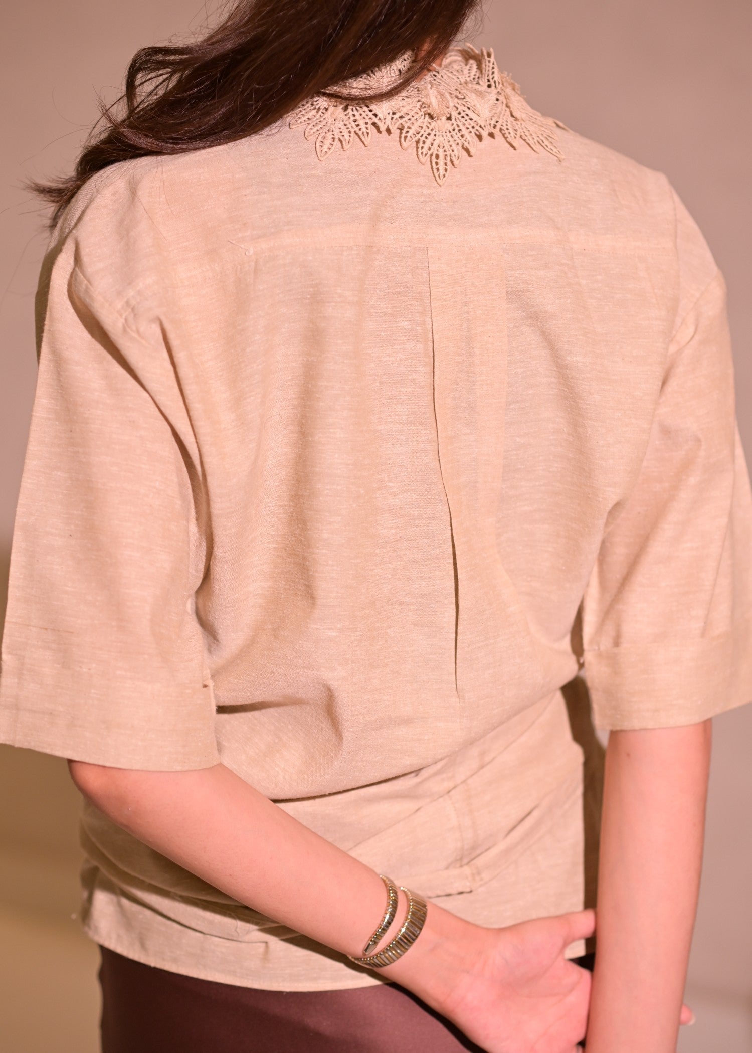 cotton linen Top in Wheat