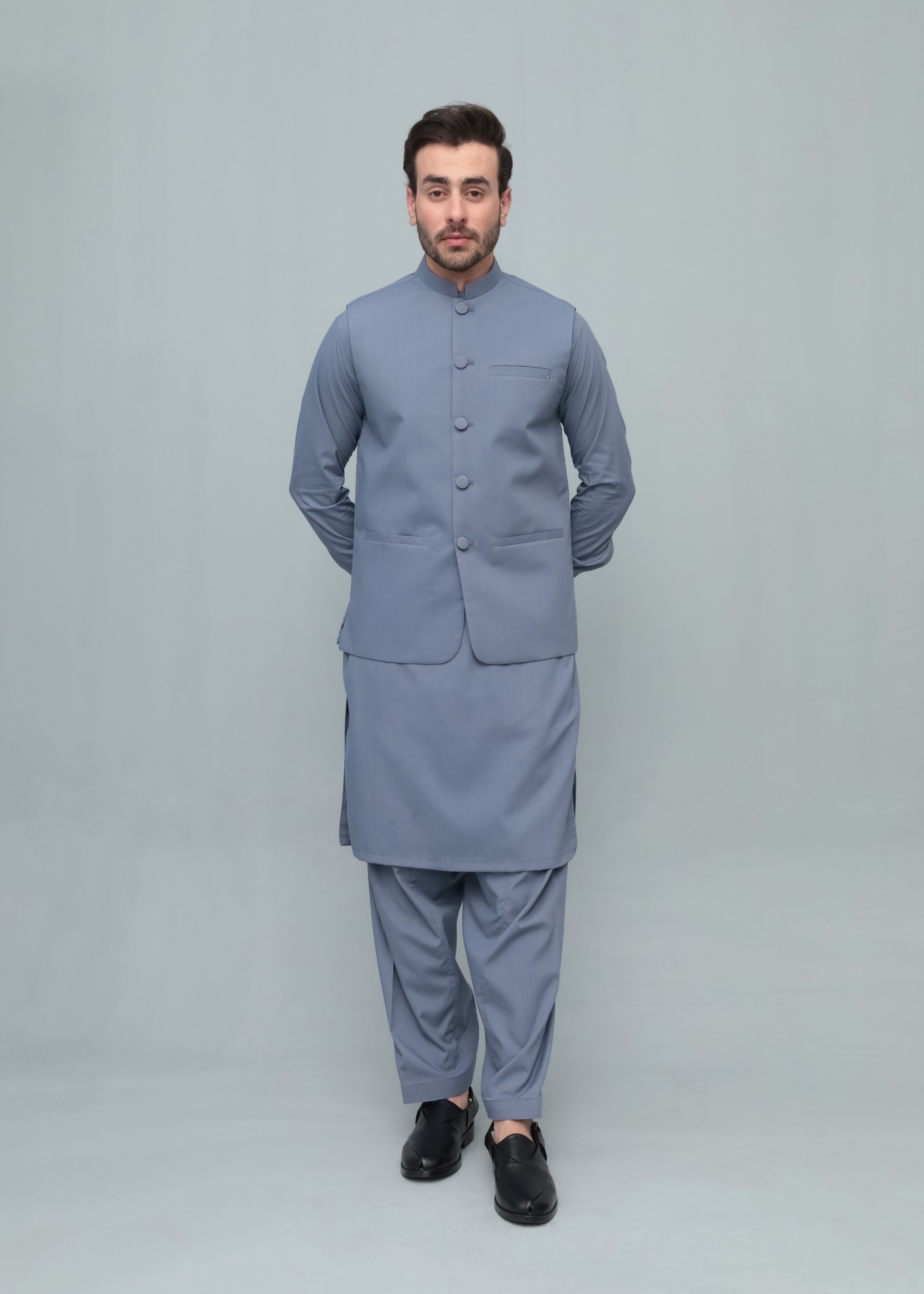 wash & wear Waistcoat in Carolina blue