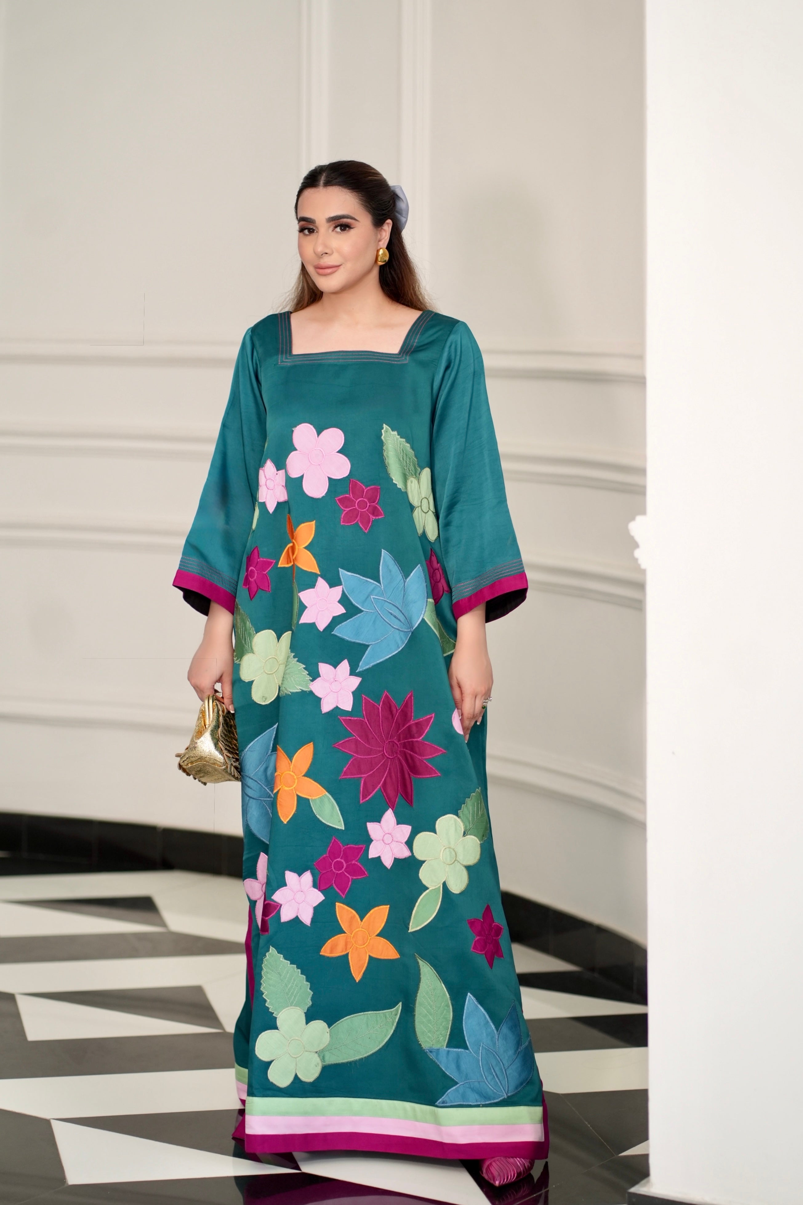 viscose Kaftan in Teal
