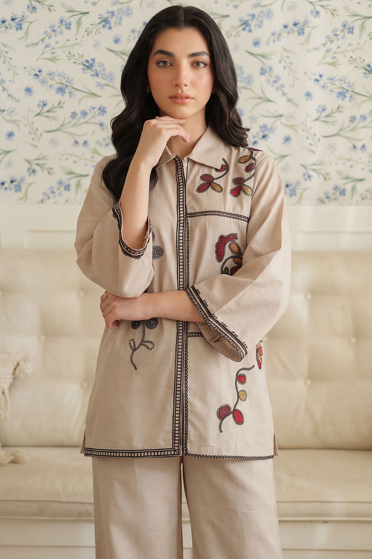 cambric Kurta Set in Cotton