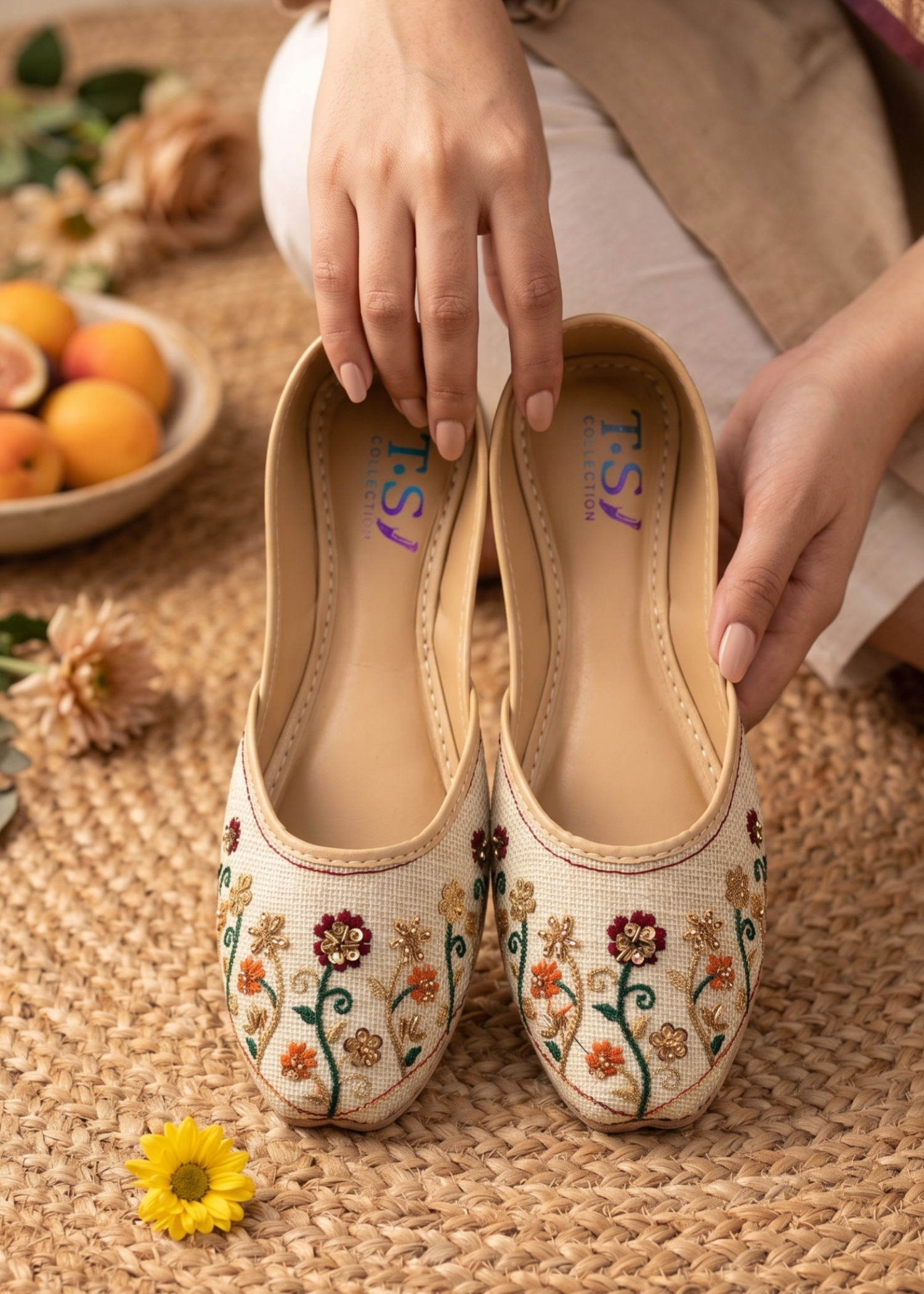 Khussa in Off-white by - High Quality Women Khussa NTG6597