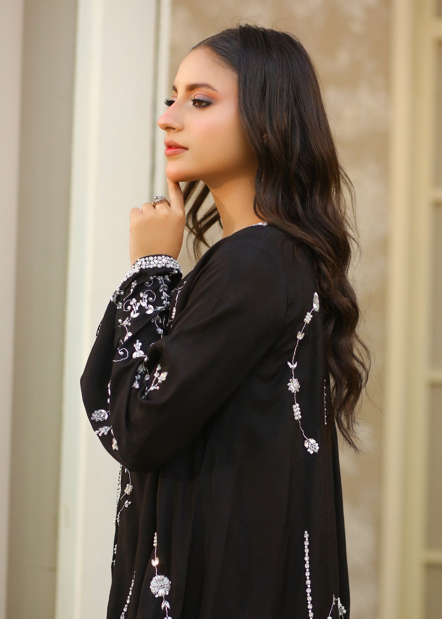 cotton silk Jacket in Black