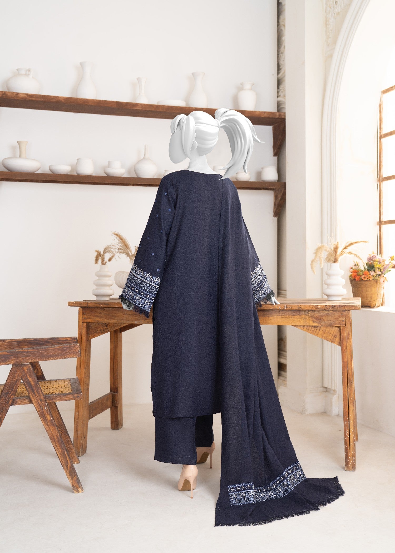 karandi Kurta Set in Navy blue