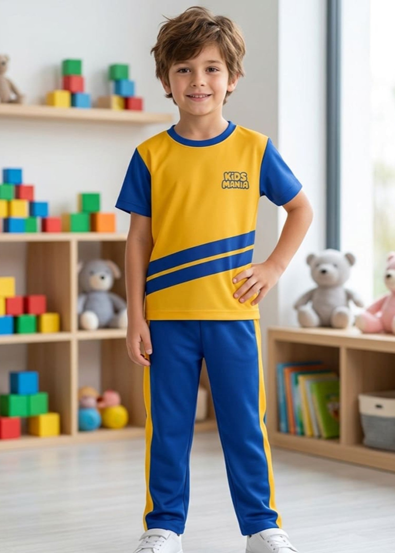 interlock knit Tracksuit in Mustard, royal blue