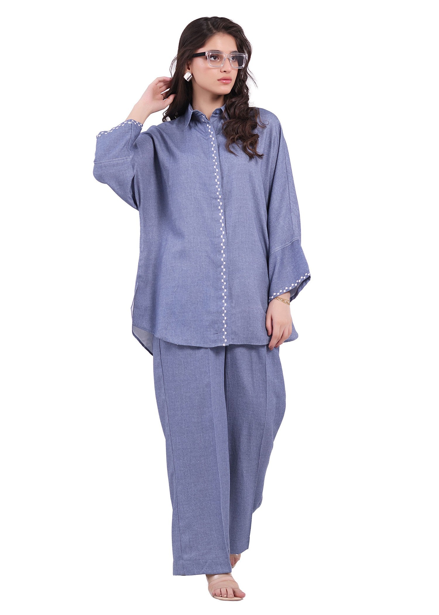denim Co Ord Sets in Royal blue