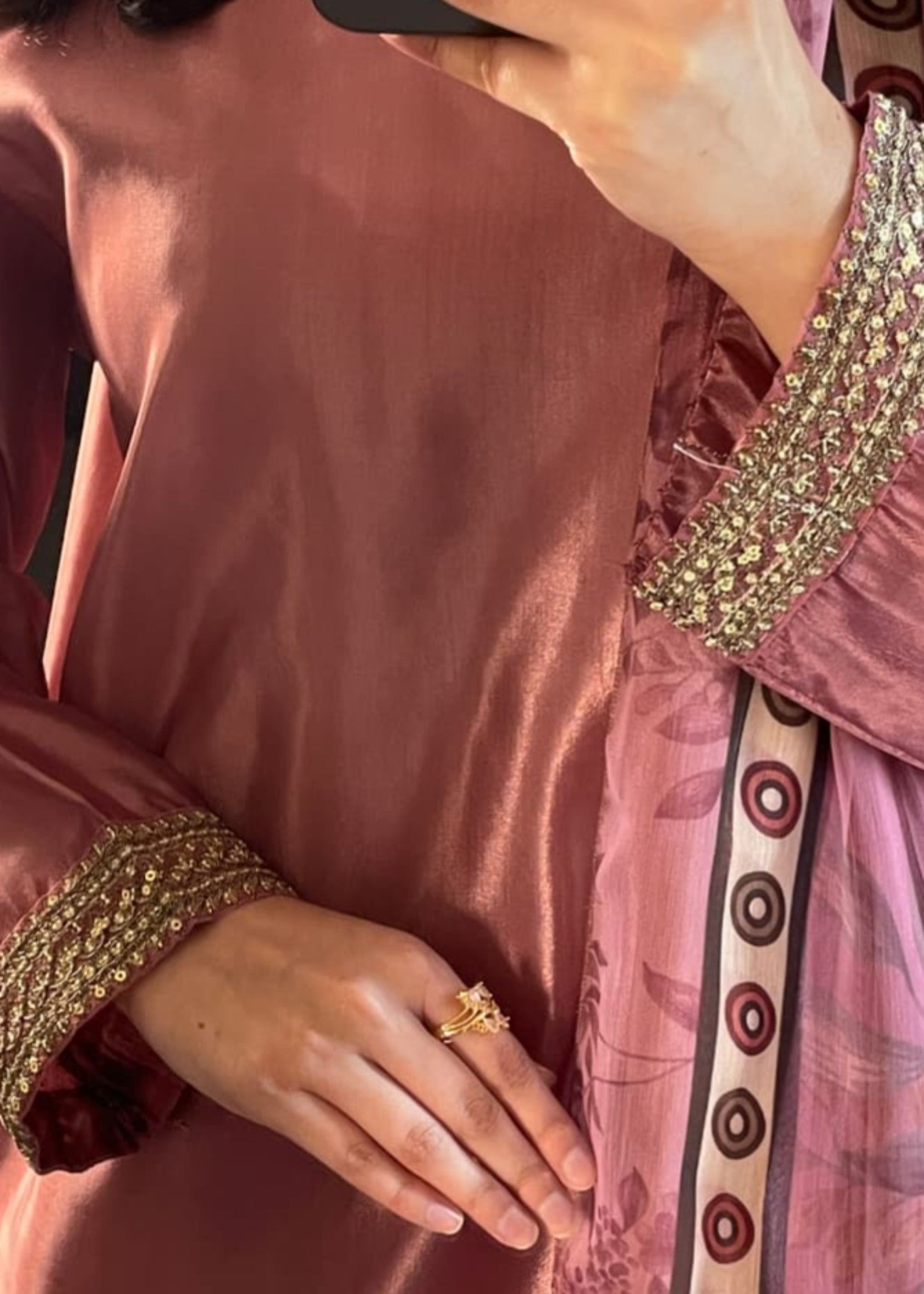 silk Kurta Set in Pink