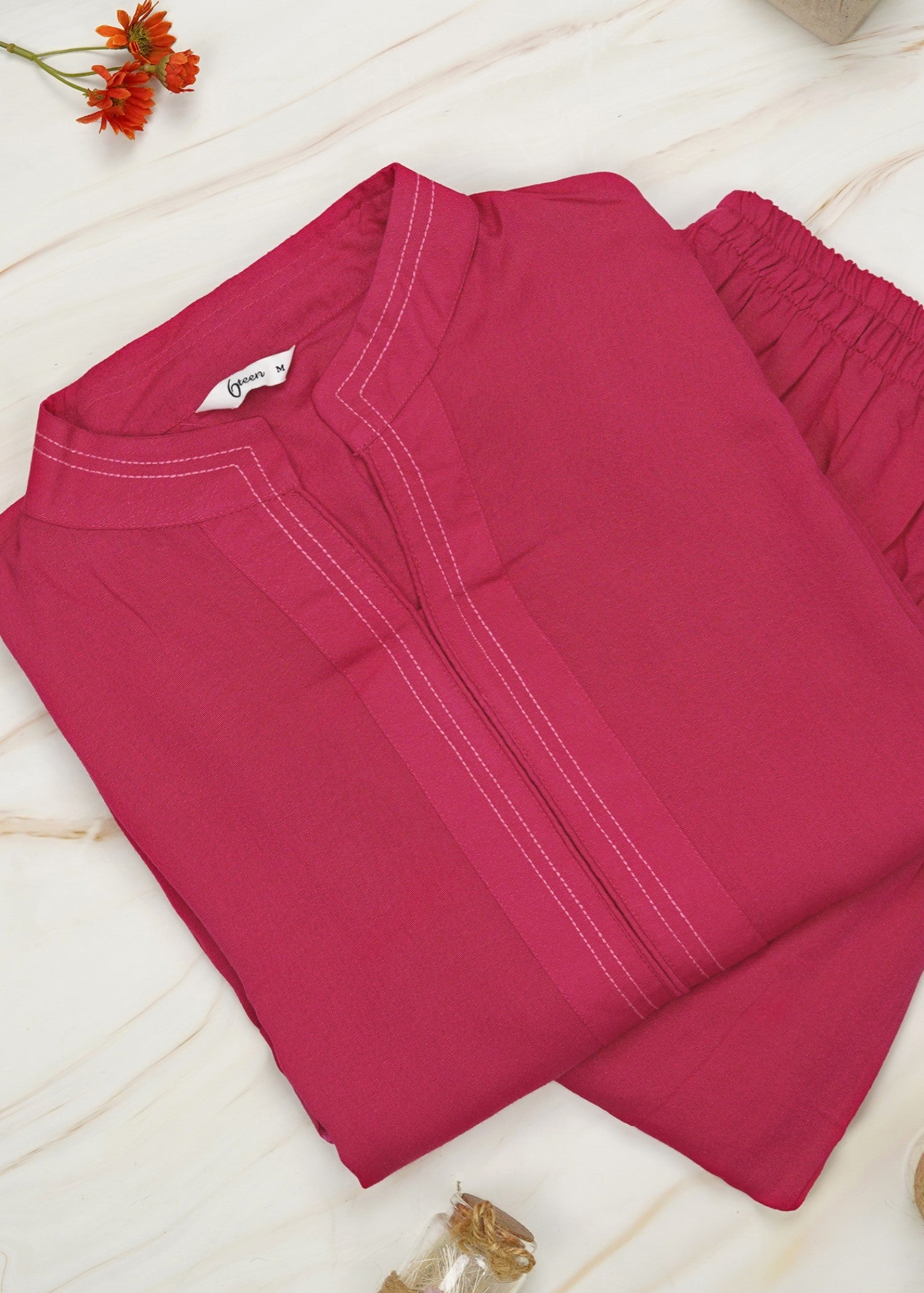 karandi Co Ord Sets in Hot pink