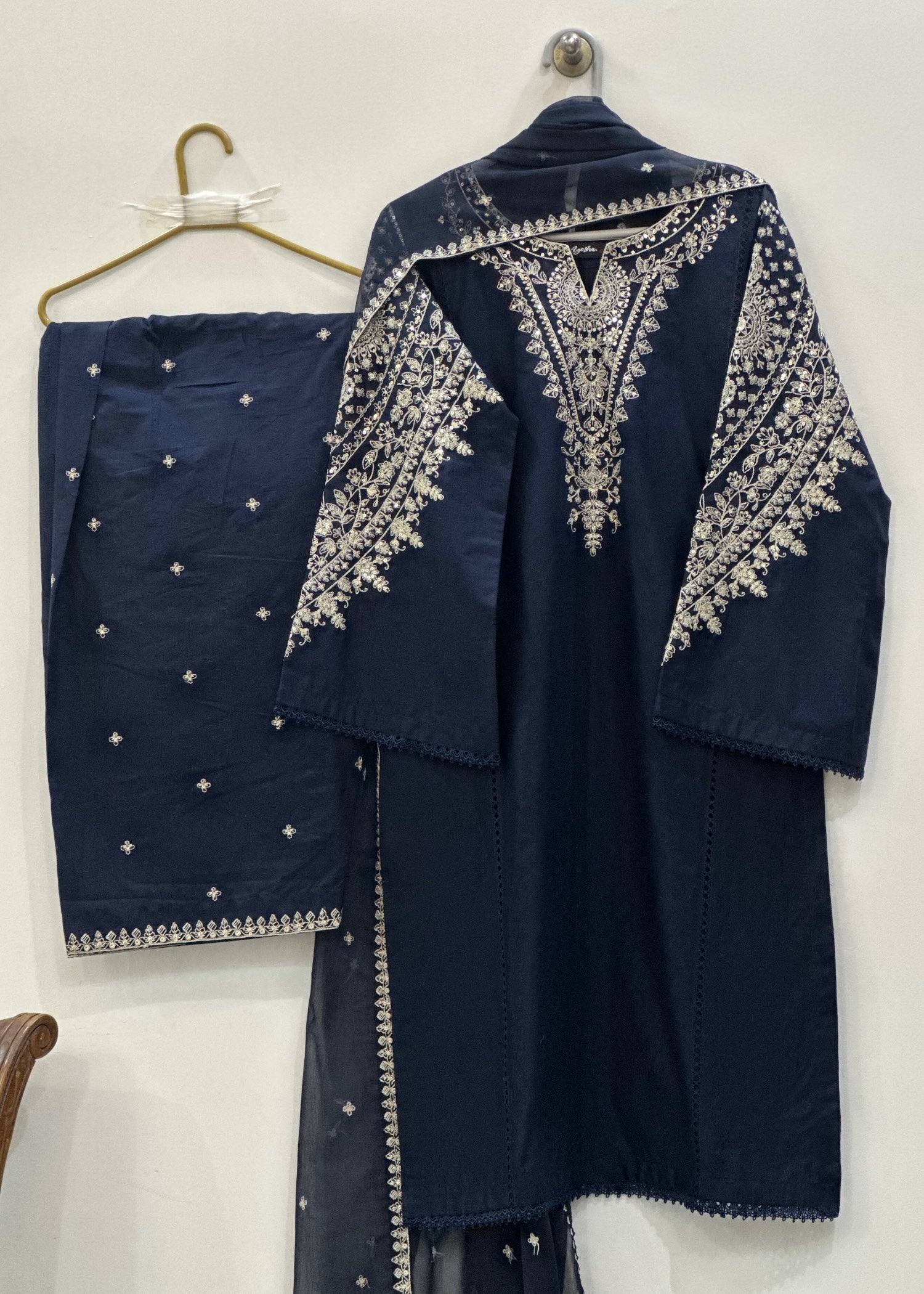 cotton Kurta Set in Midnight blue