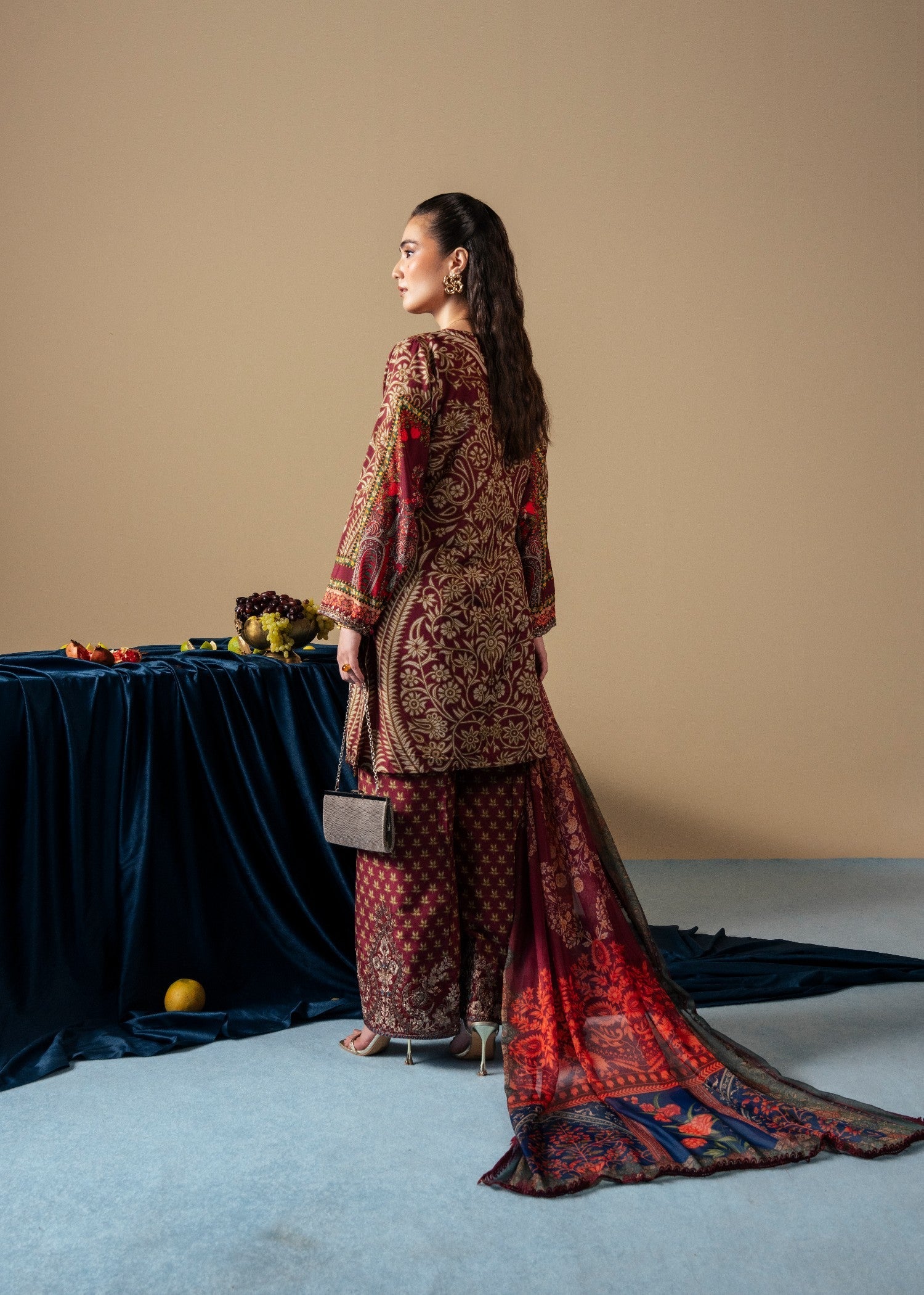 poly silk Kurta Set in Maroon