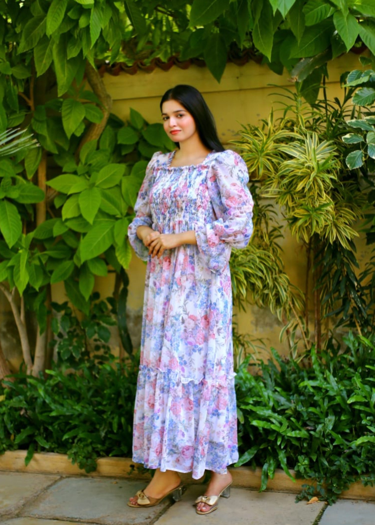 chiffon Maxi in Red, white, blue