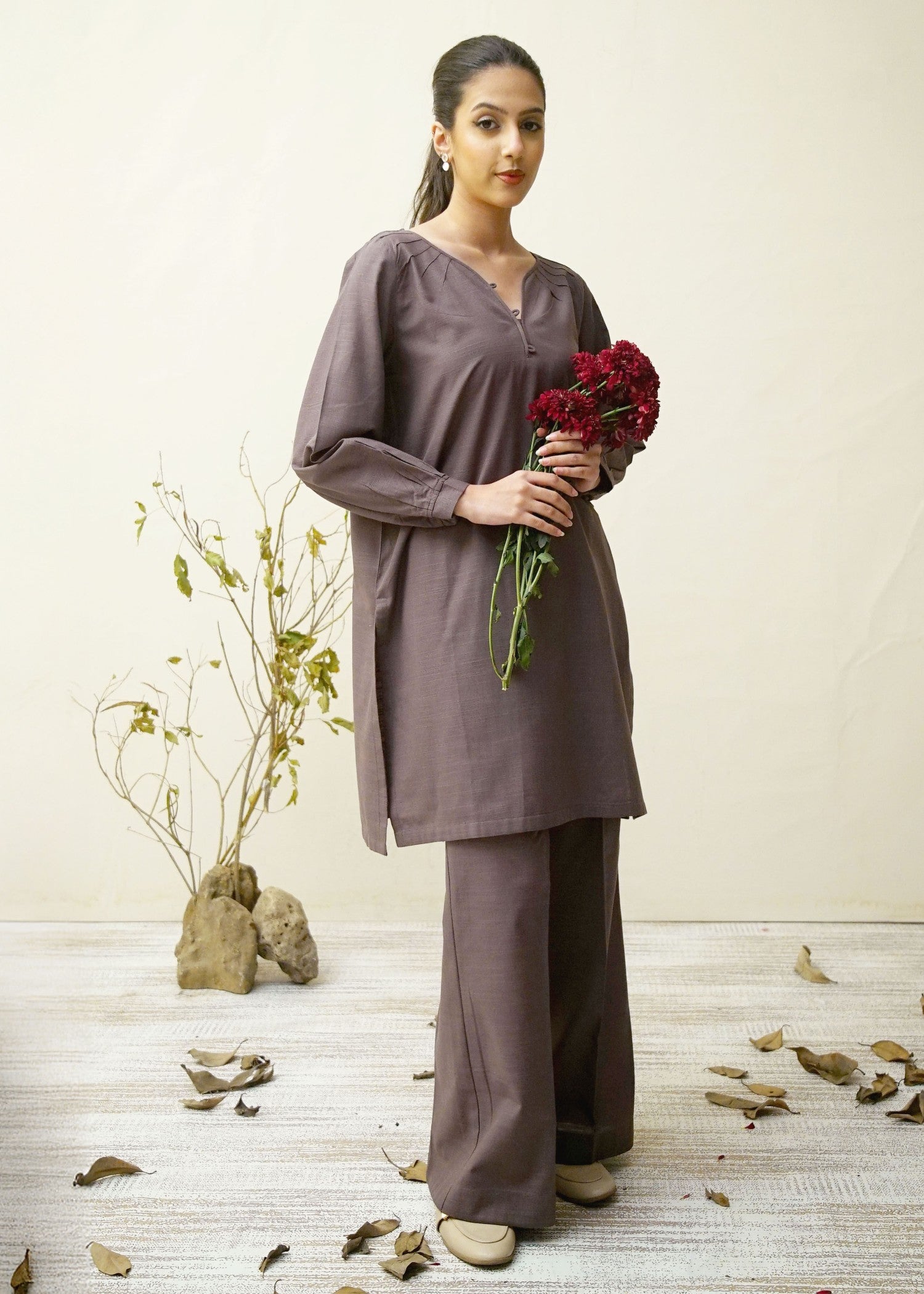 khaddar Co Ord Sets in Brown