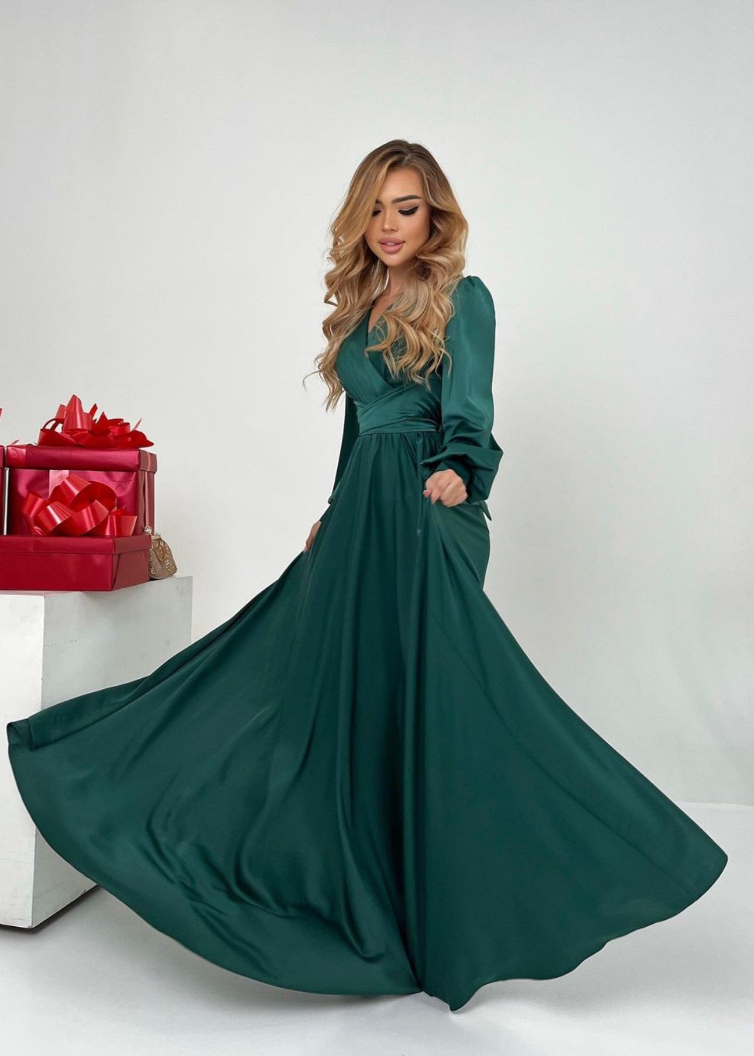 silk Dress in Green