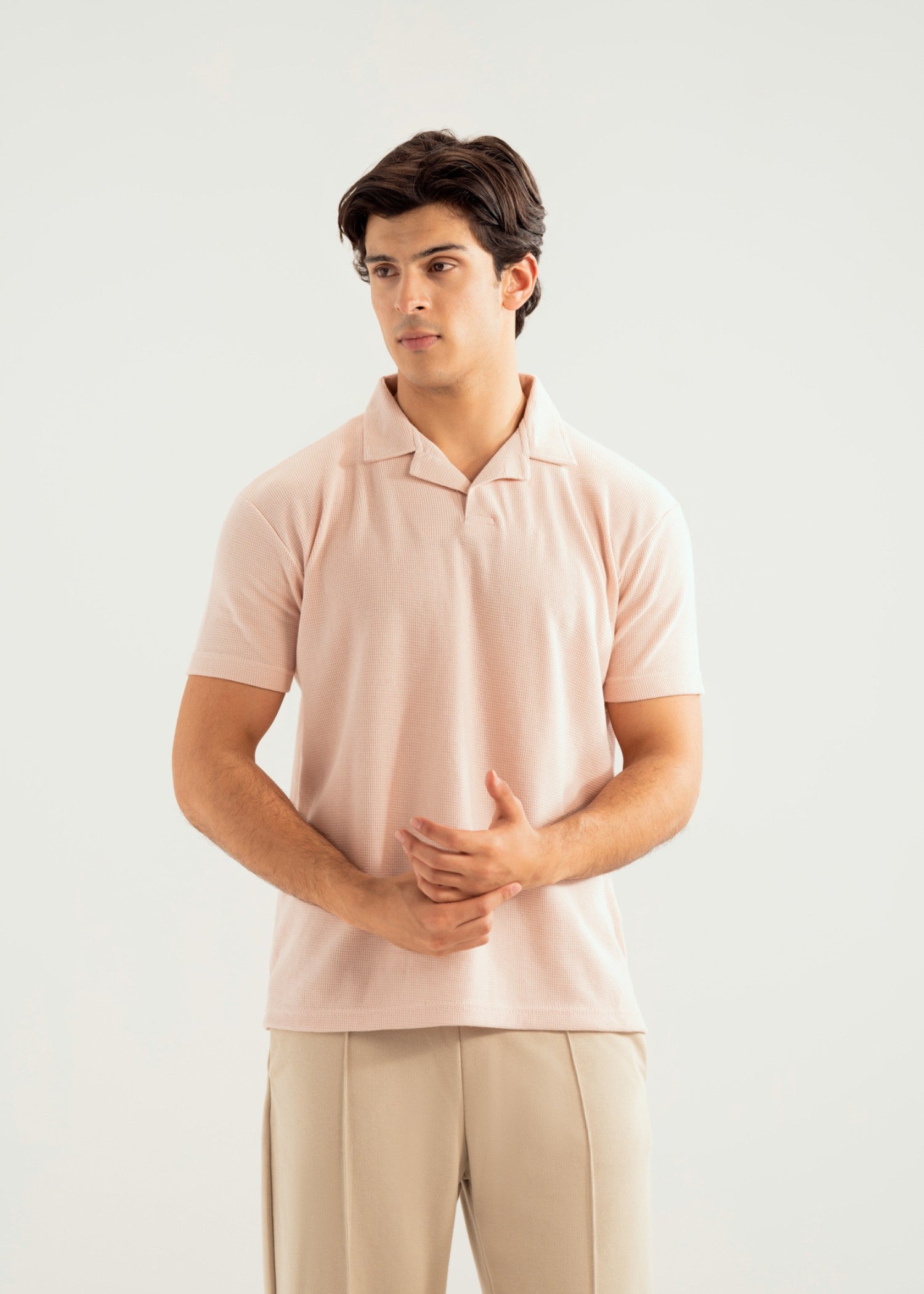 cotton Polo Shirt in Pastel pink