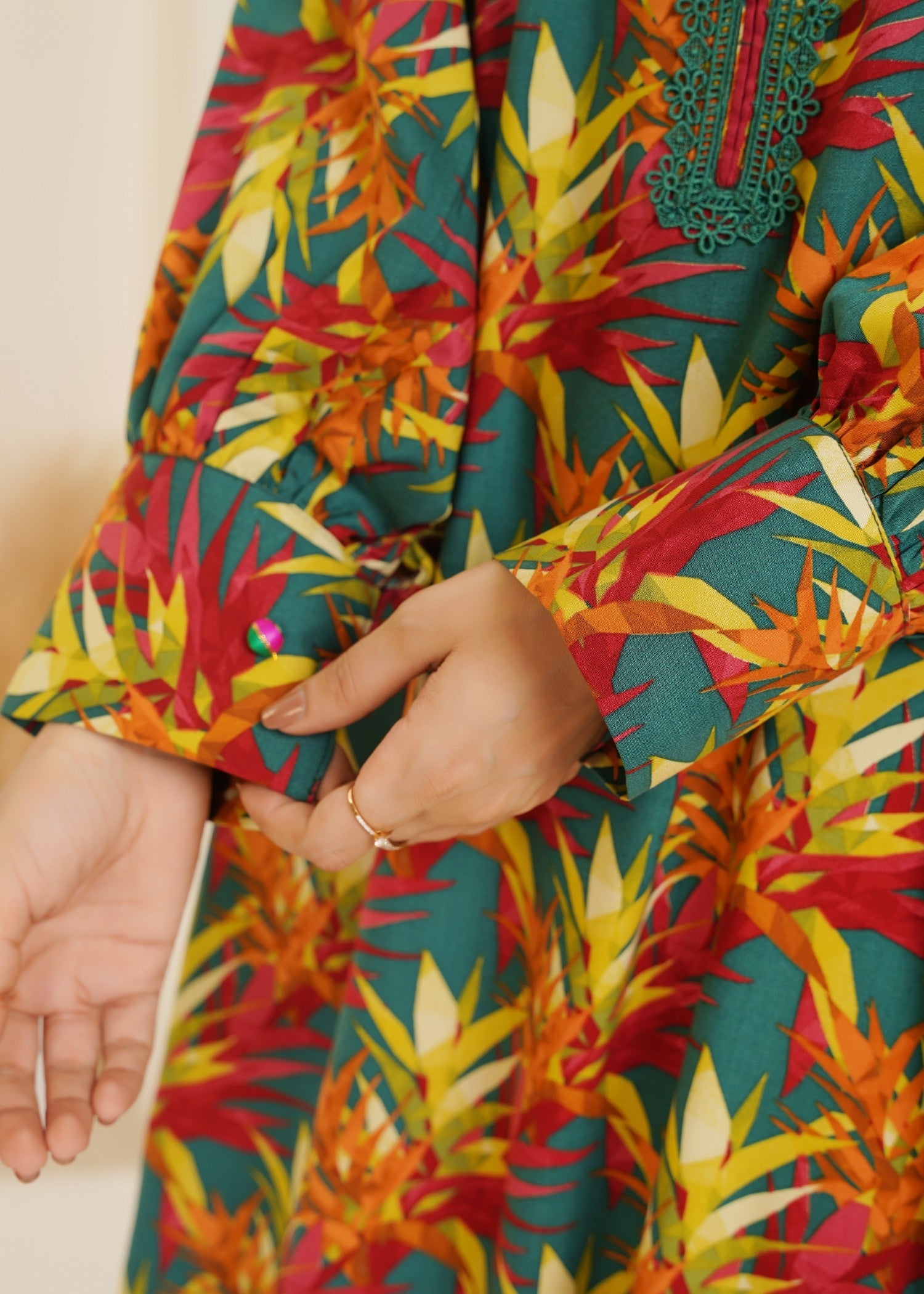 linen Kurta Set in Sea green, multi, amaranth