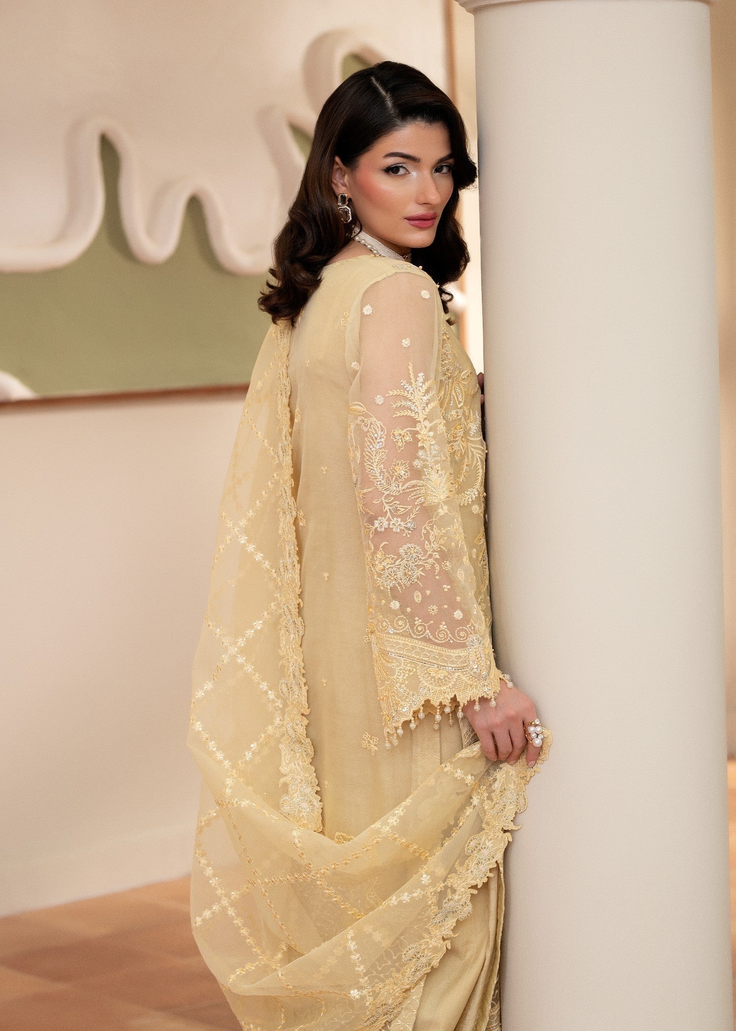 organza Kurta Set in Butter