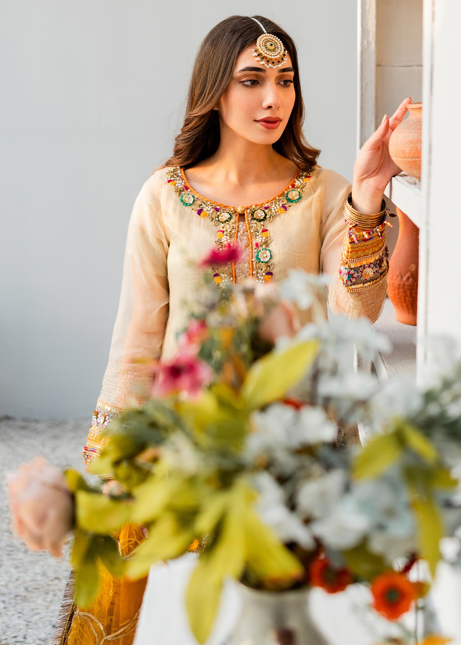 masuri Sharara in Beige