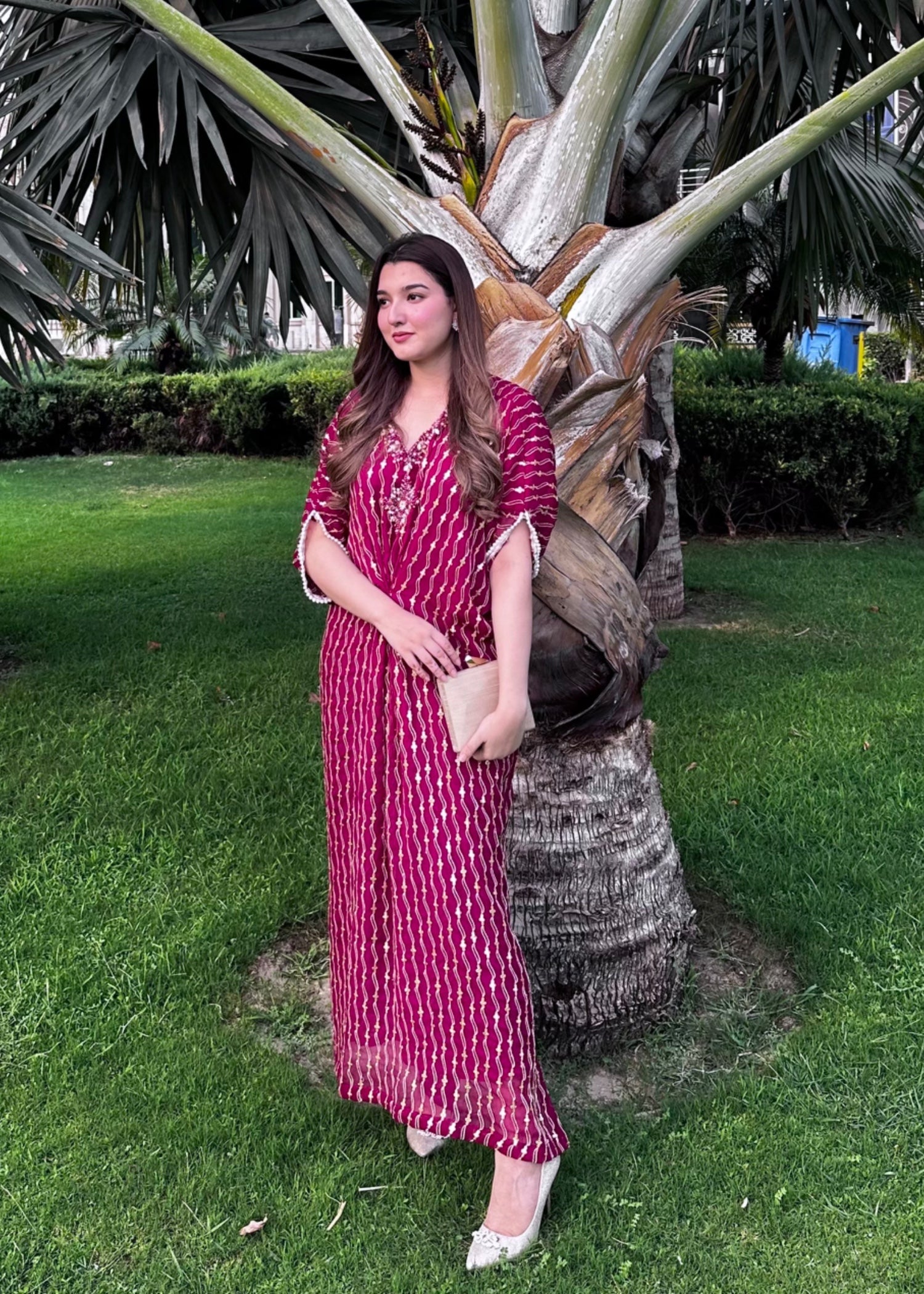 chiffon Kaftan in Magenta haze