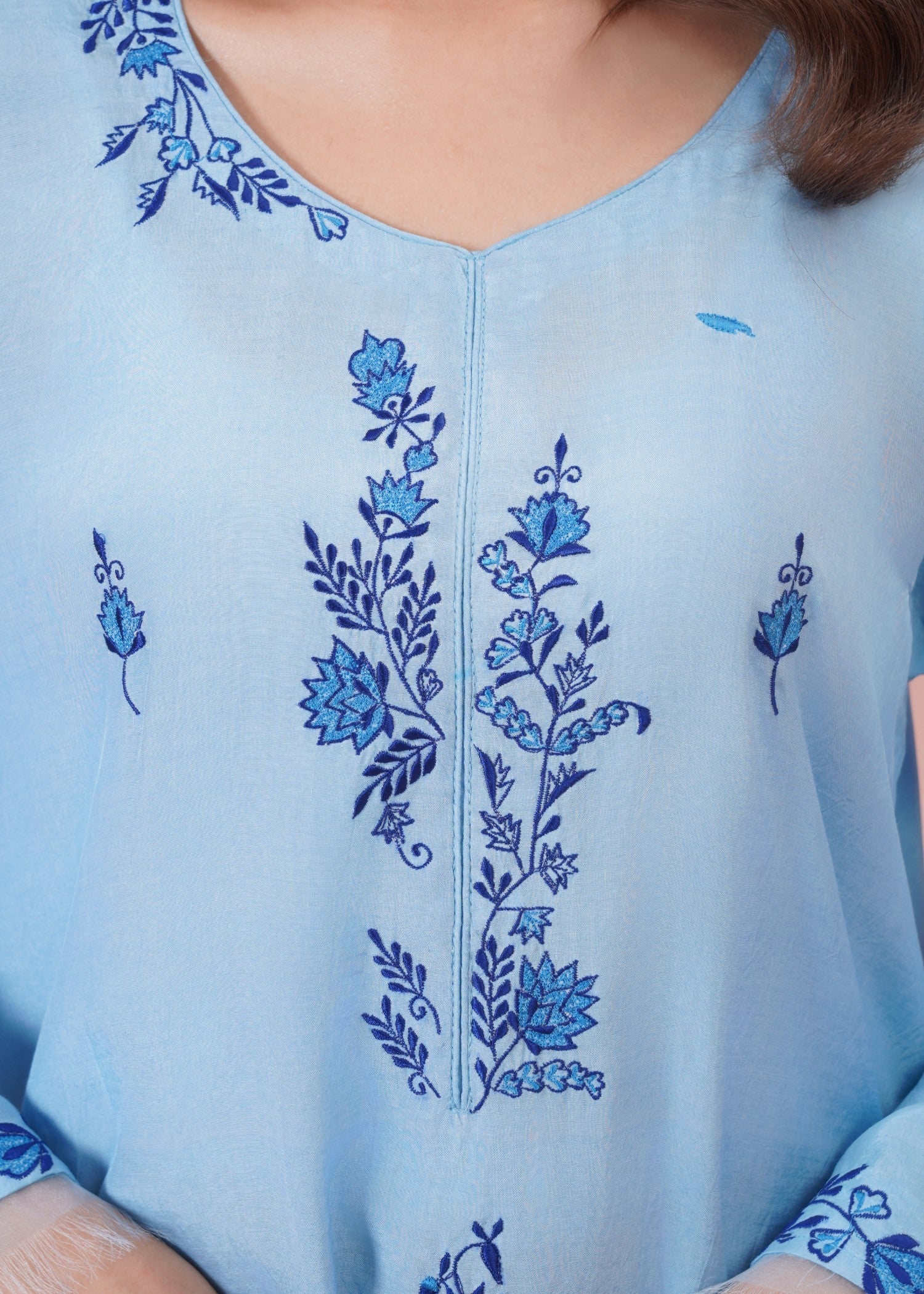 cotton silk Kurti in Light blue